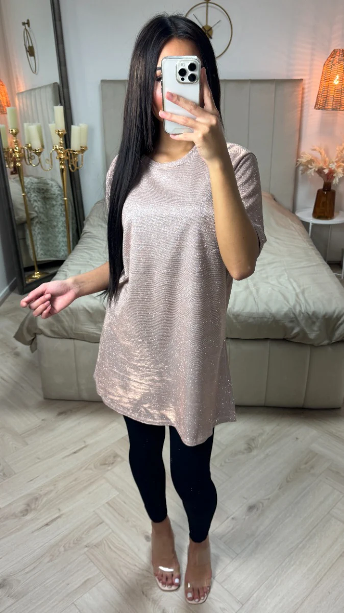Shiny Oversized T-shirt Dress