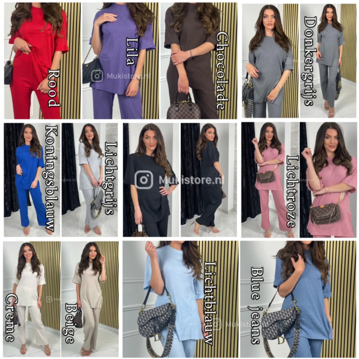 Short Folded Sleeves Thin Ribbed Musthave Set - Image 10