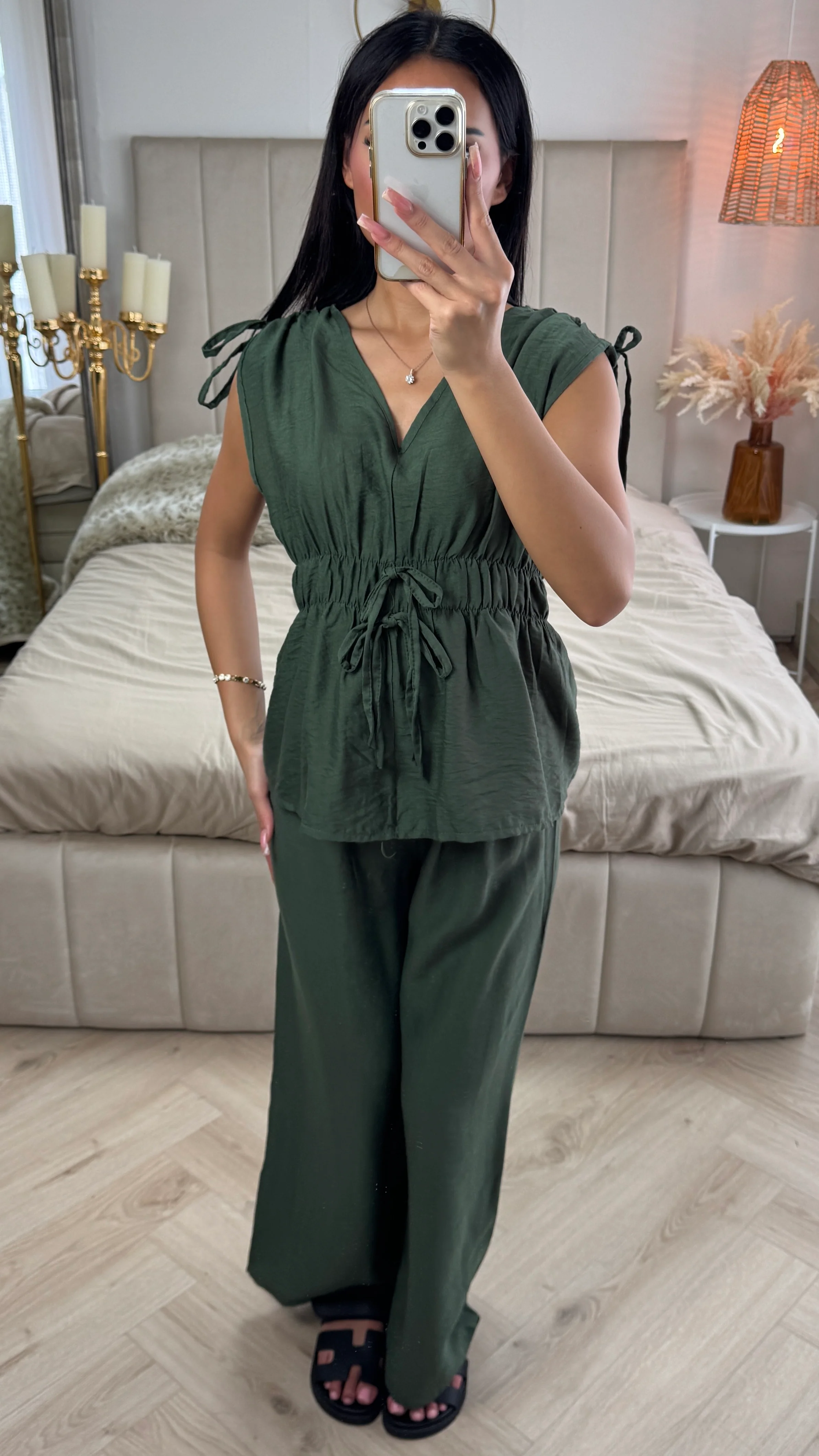 Shoulder + Waist Ties Detail Viscose Set - Image 5