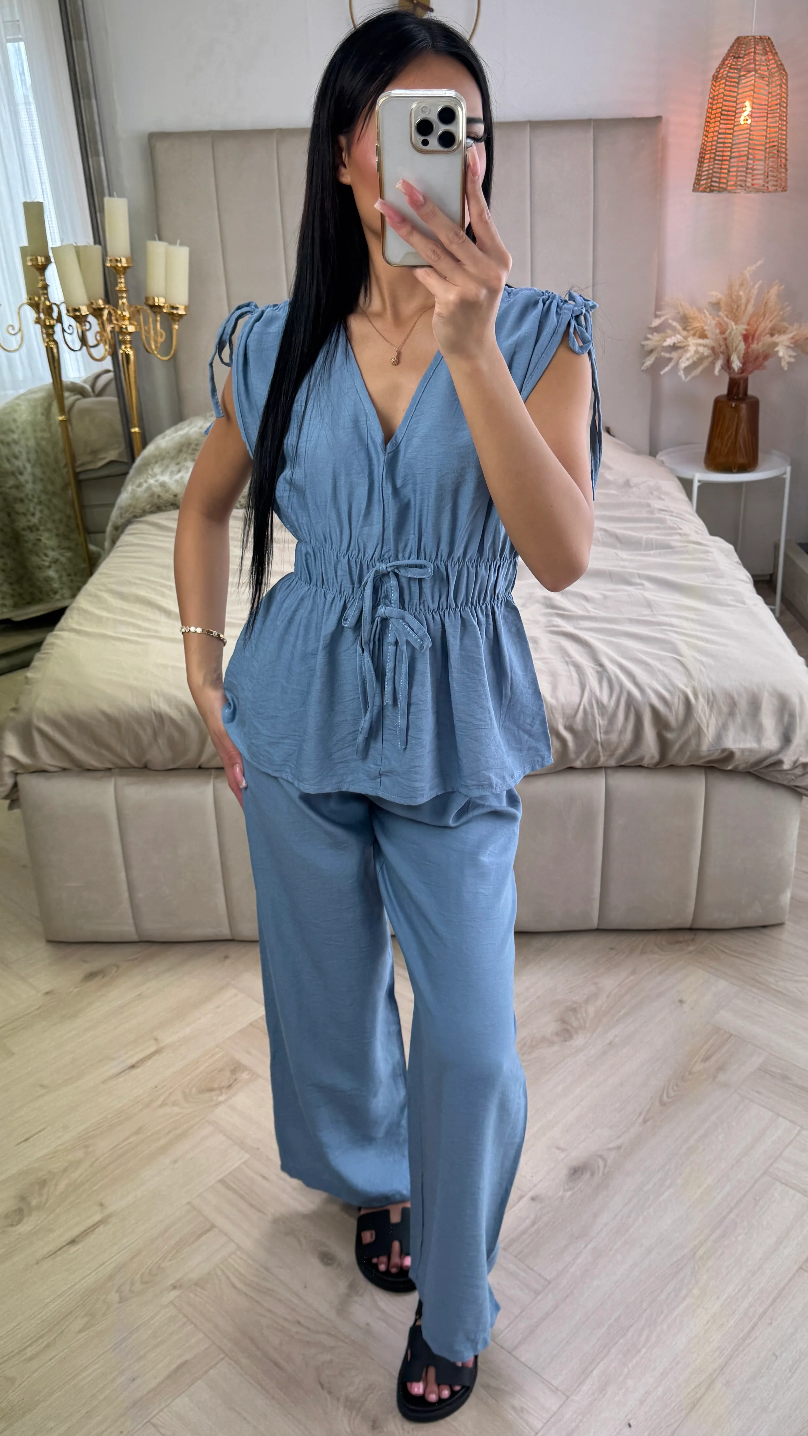 Shoulder + Waist Ties Detail Viscose Set - Image 6
