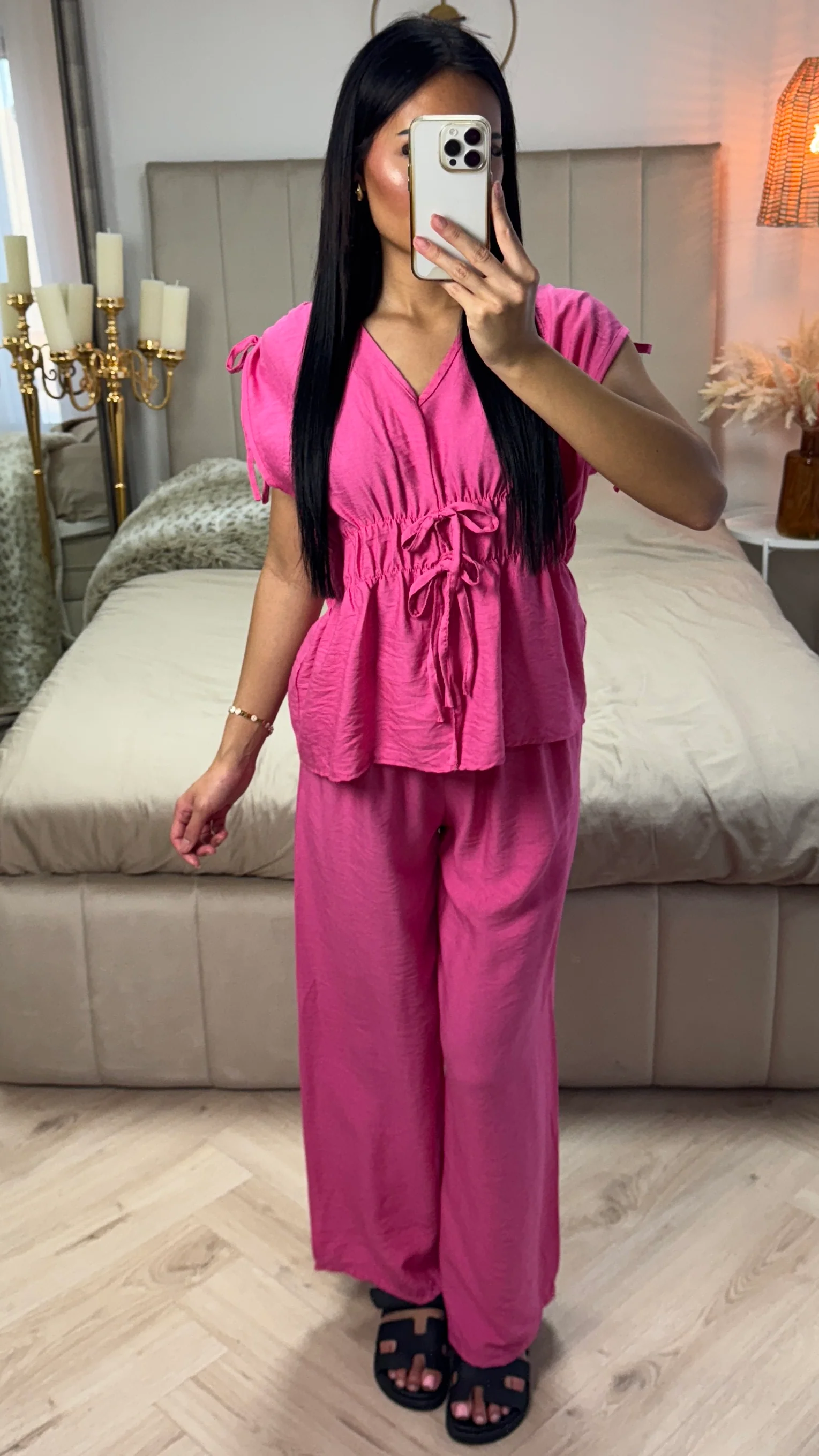 Shoulder + Waist Ties Detail Viscose Set - Image 9