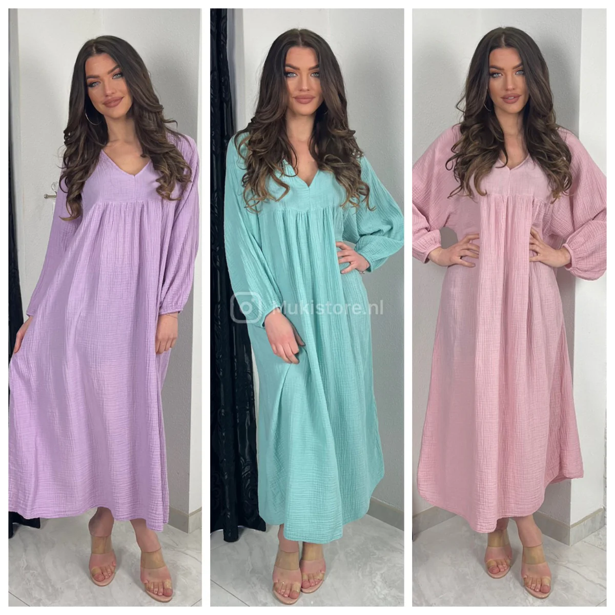 Soft Cheesecloth V Neck Dress - Image 2