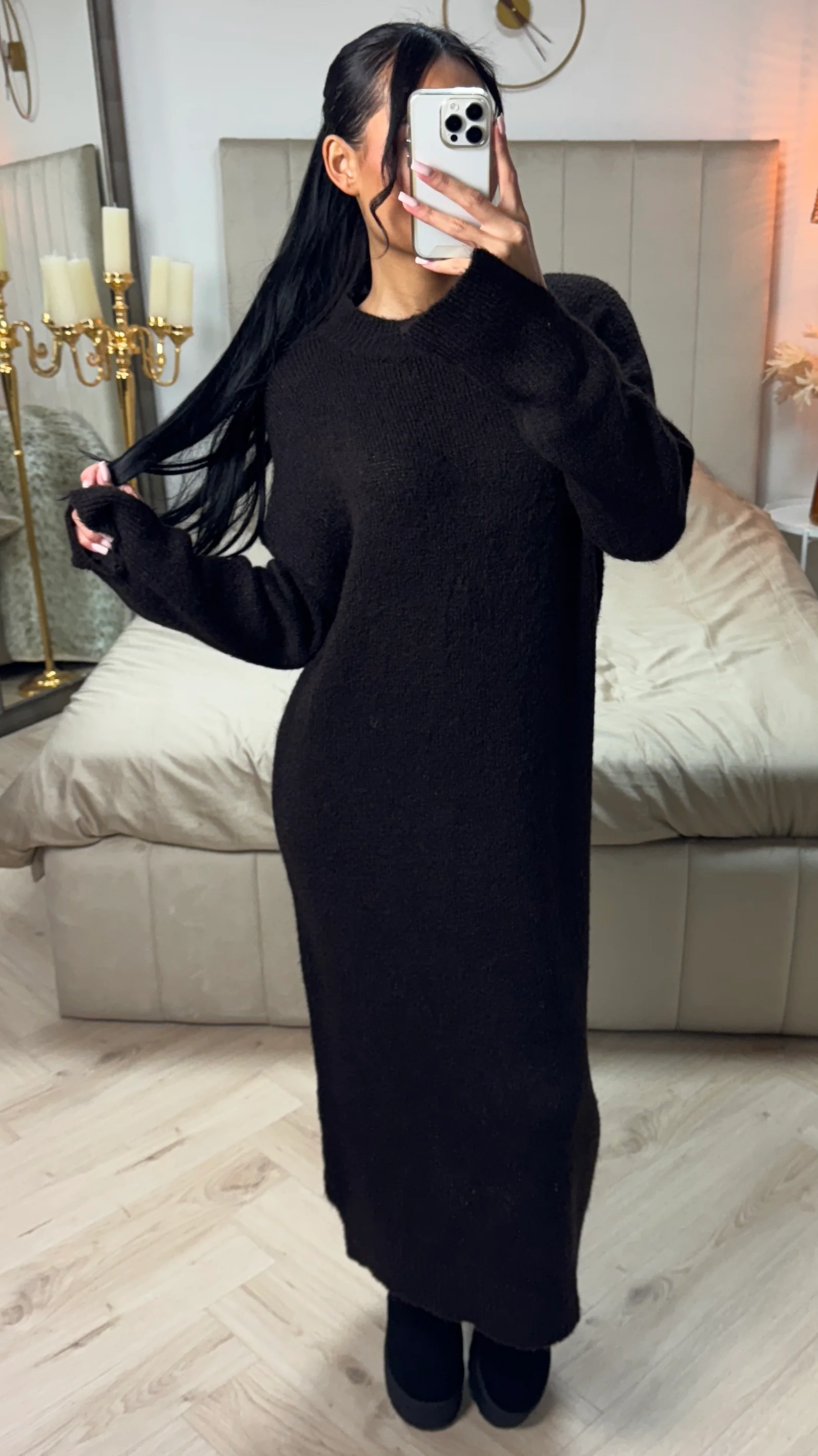 Soft Knitwear Split Sleeve Dress - Image 10