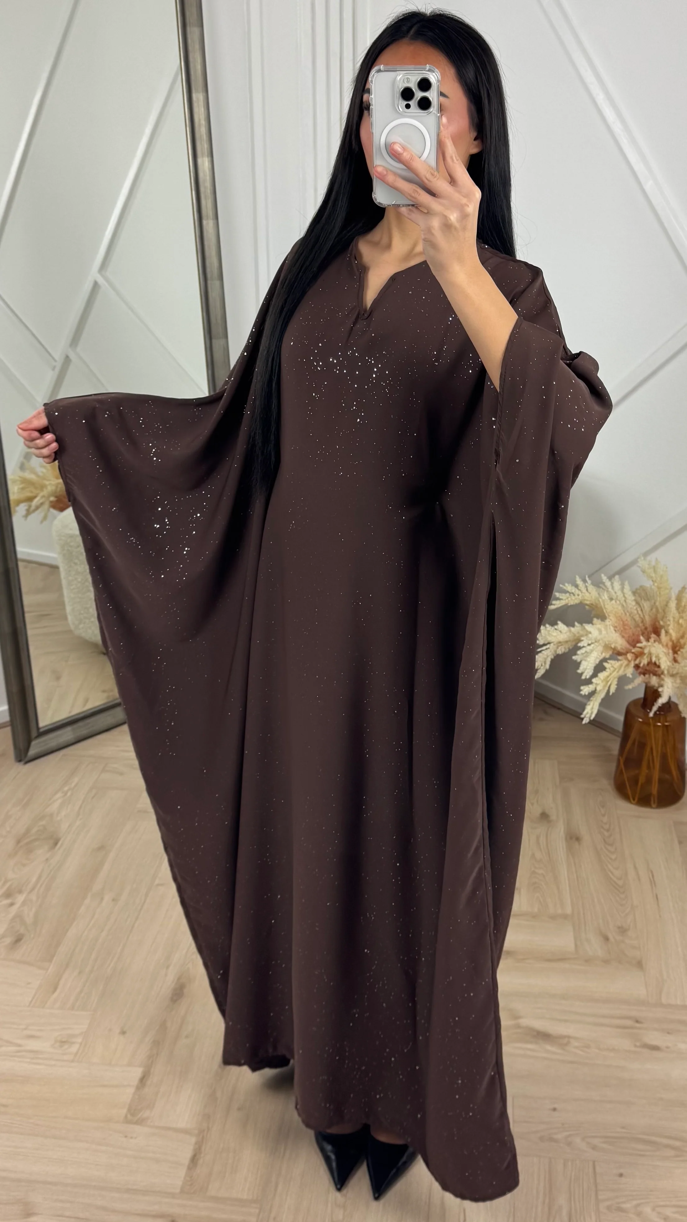 Sparkle Abaya Maxi Jurk met V-Hals - Image 5