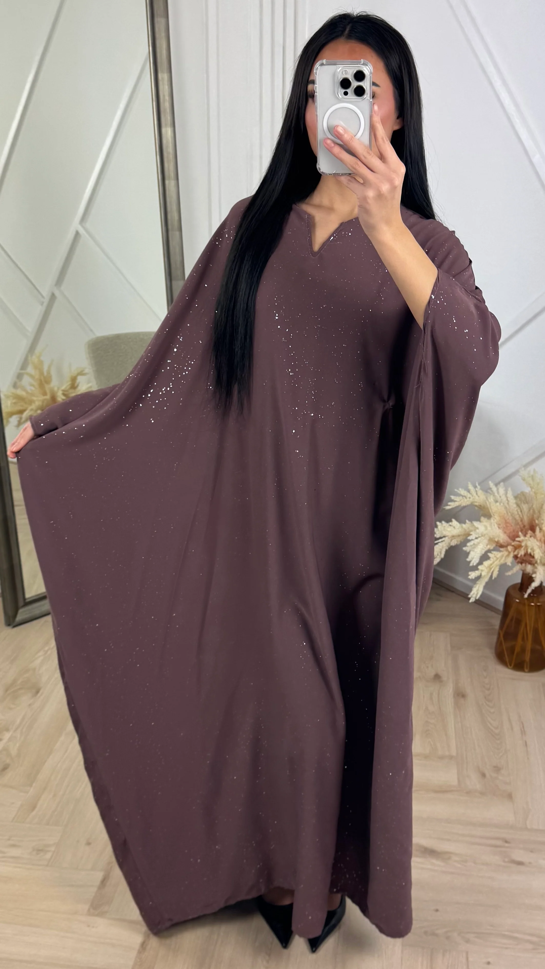 Sparkle Abaya Maxi Jurk met V-Hals - Image 6