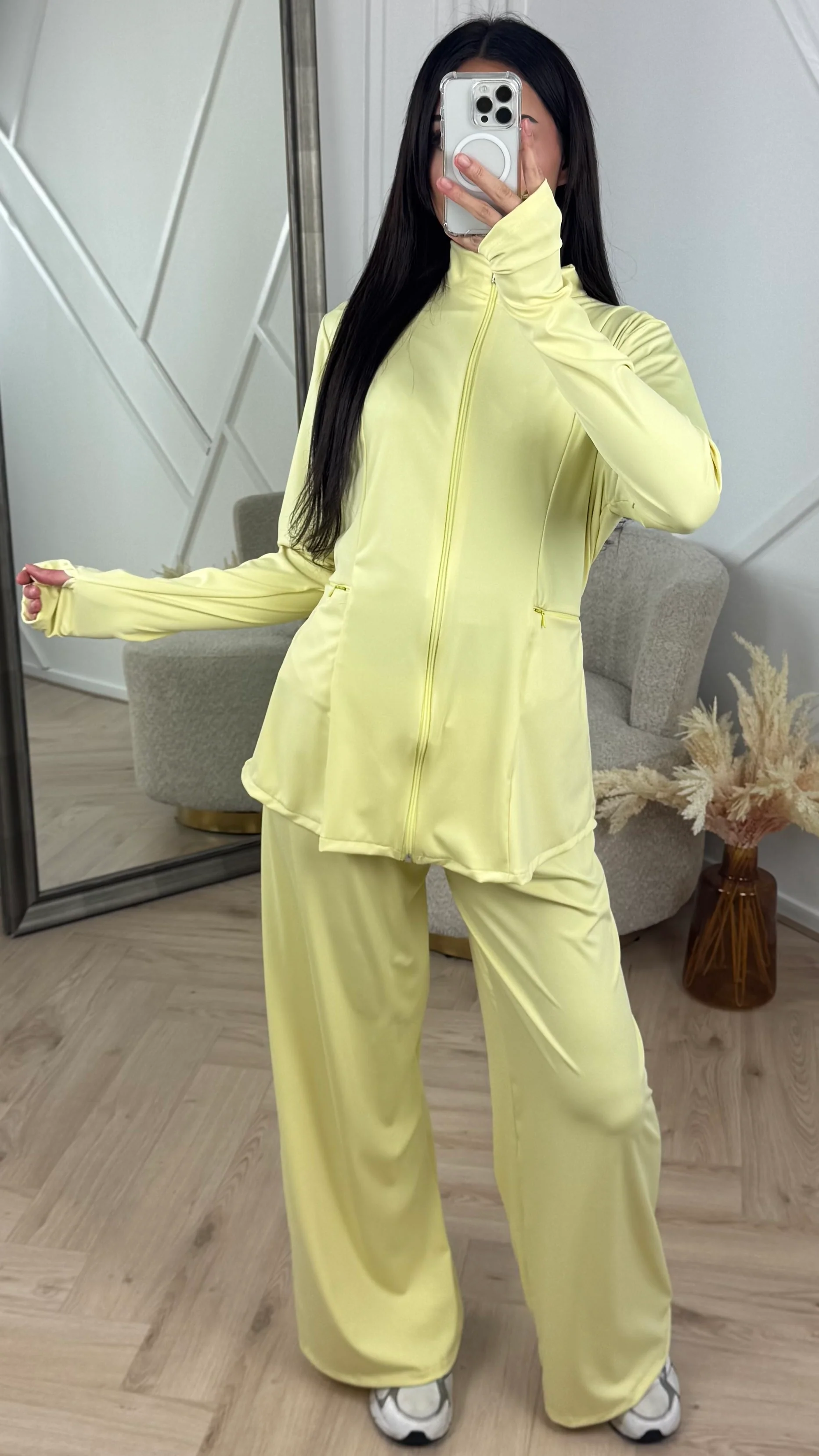 Sportieve 2-Piece Fitness Set met Rits en Wijde Broek