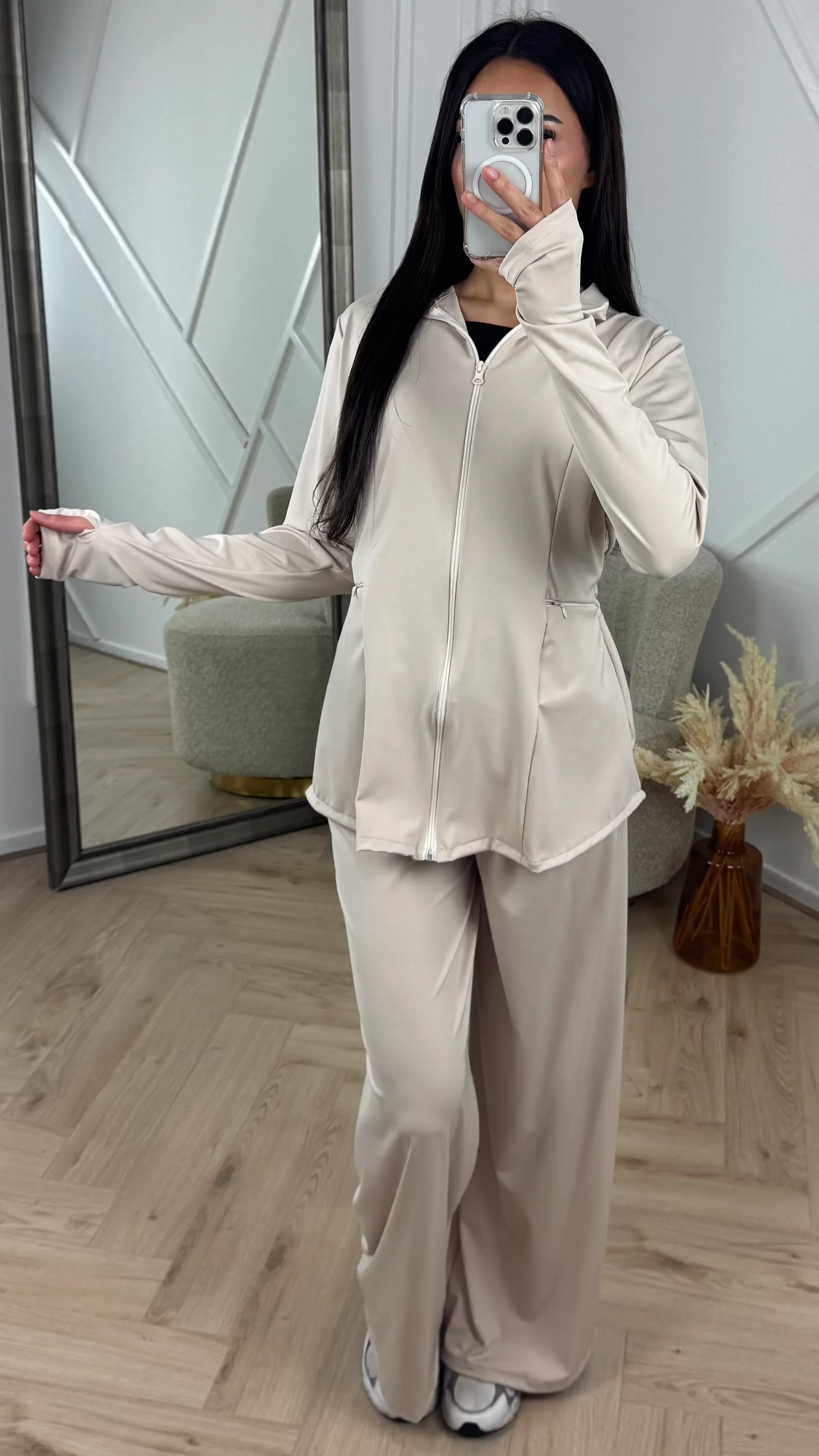 Sportieve 2-Piece Fitness Set met Rits en Wijde Broek - Image 2