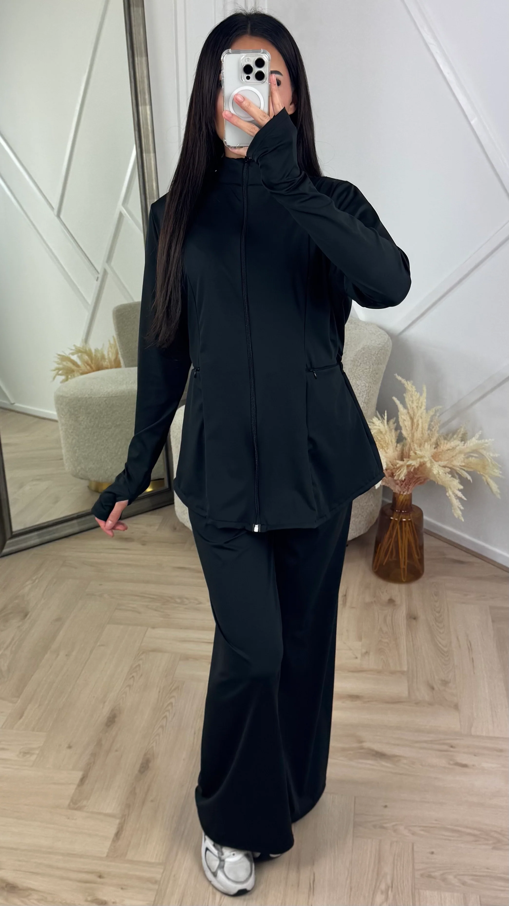 Sportieve 2-Piece Fitness Set met Rits en Wijde Broek - Image 6