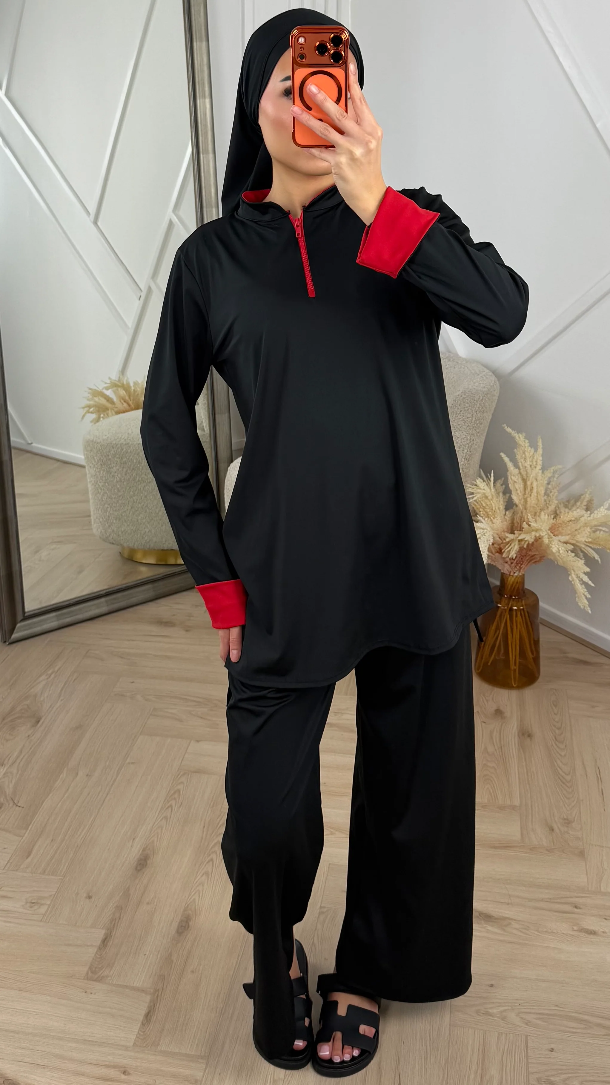 Sportieve Burkini Set met Contrast Rits en Omslagmanchetten - Image 11