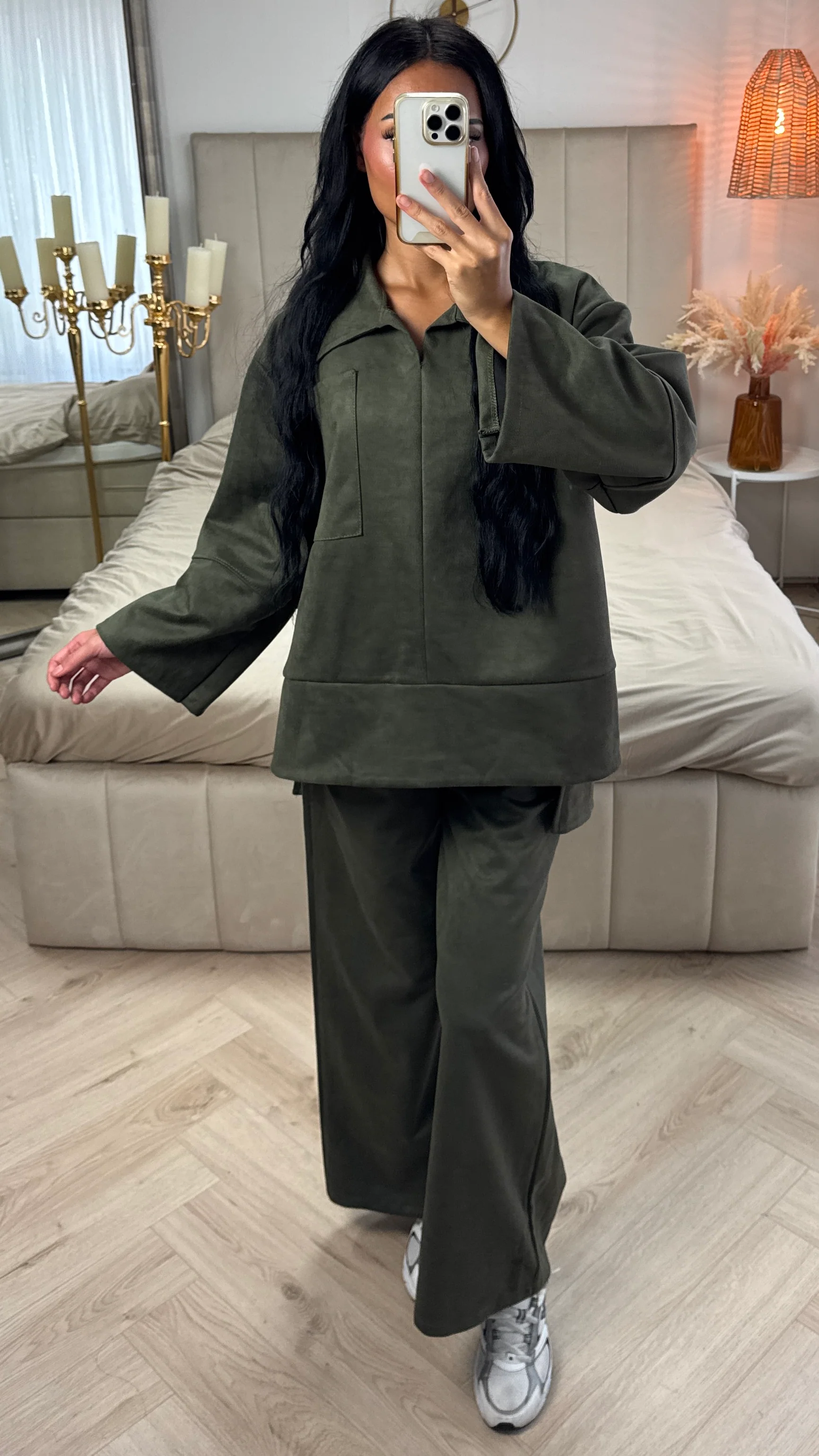 Suèdelook Two-Piece Set met Wide Leg Broek - Image 3