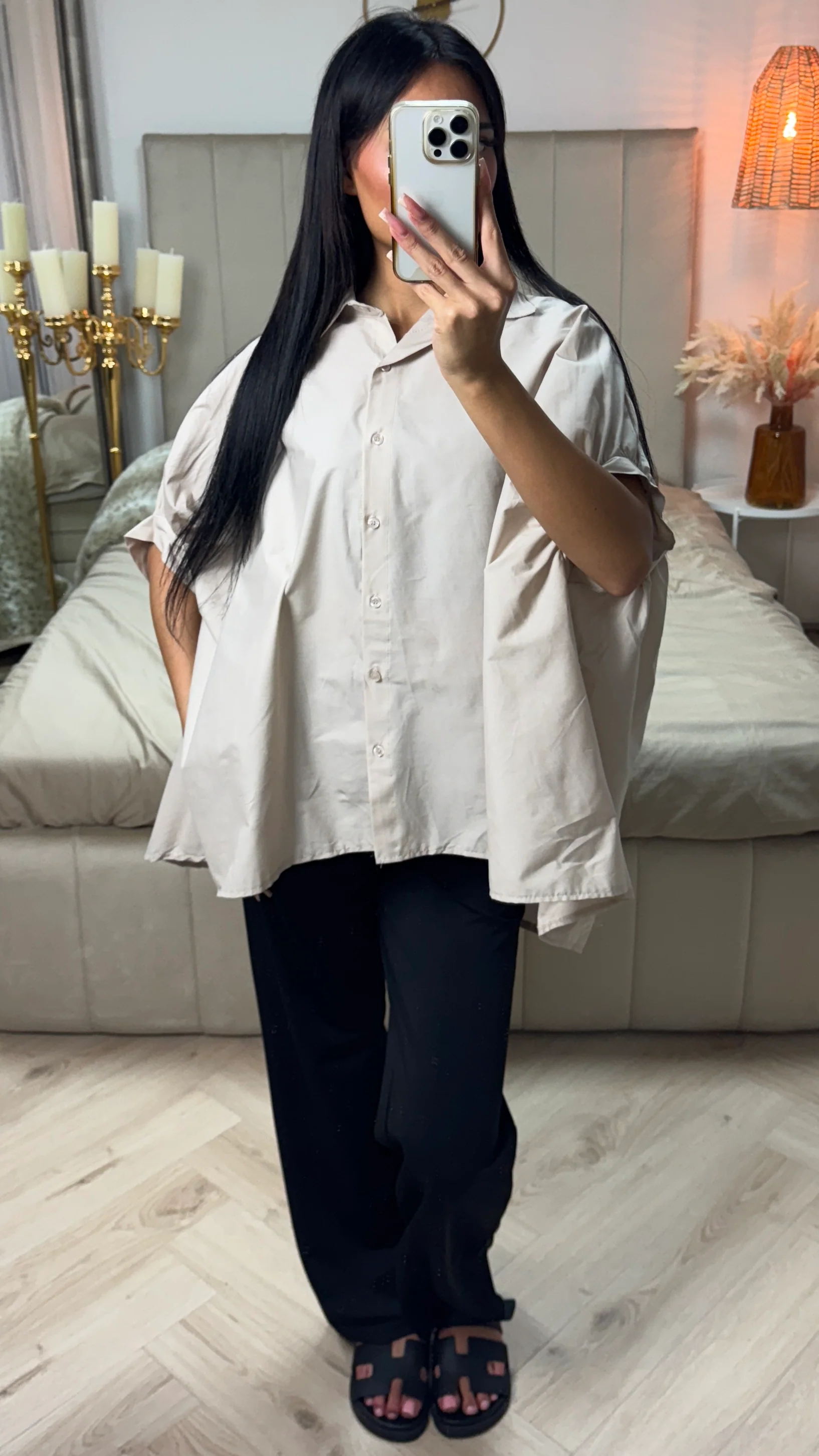 Super Oversized Blouse Button Down Sleeve Detail - Image 5