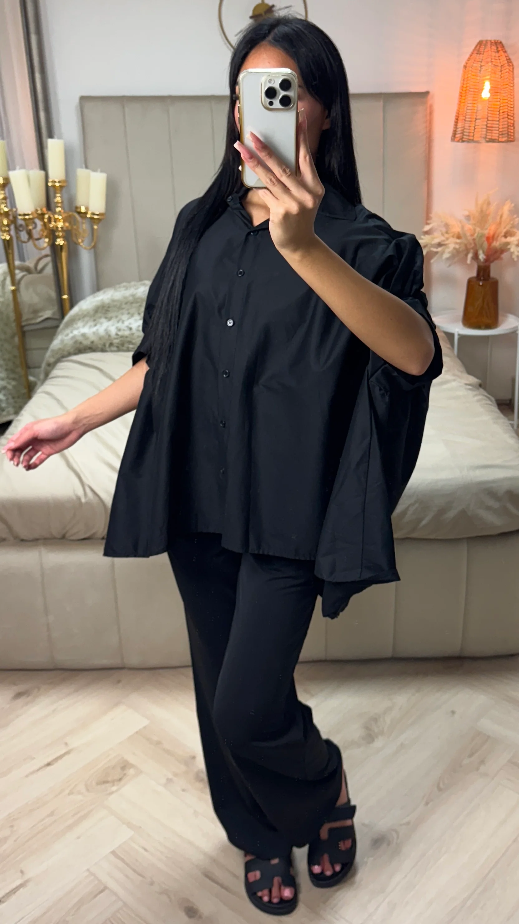 Super Oversized Blouse Button Down Sleeve Detail - Image 6