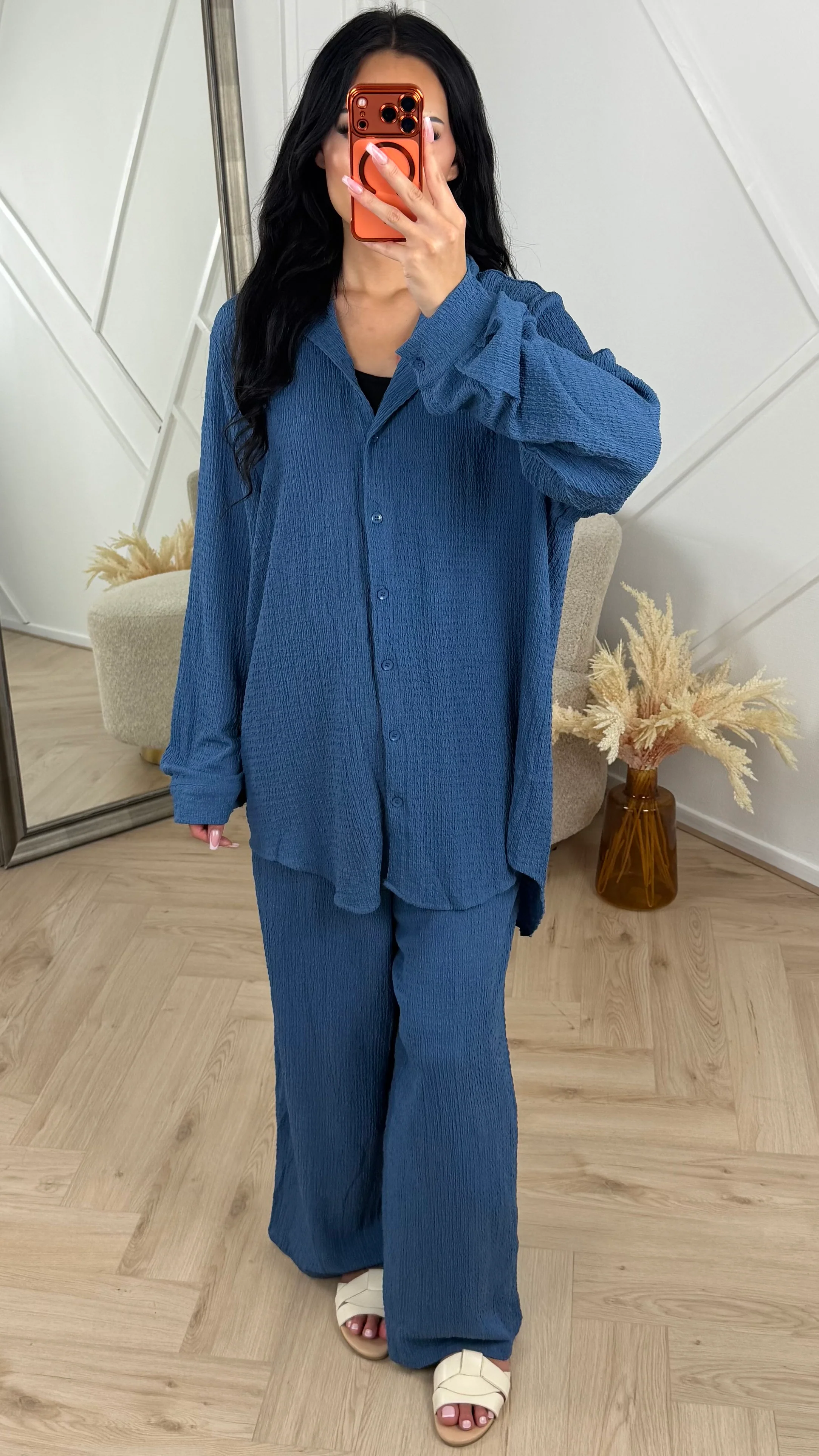 Super Oversized Crinkle Tweedelige Set met Wide Leg Broek 1281 - Image 2