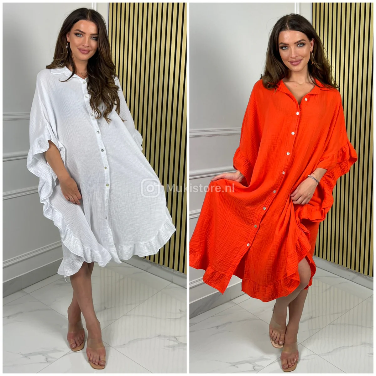 Super Soft Cheesecloth Blouse Dress Oversized Ruffle Detail - Image 3