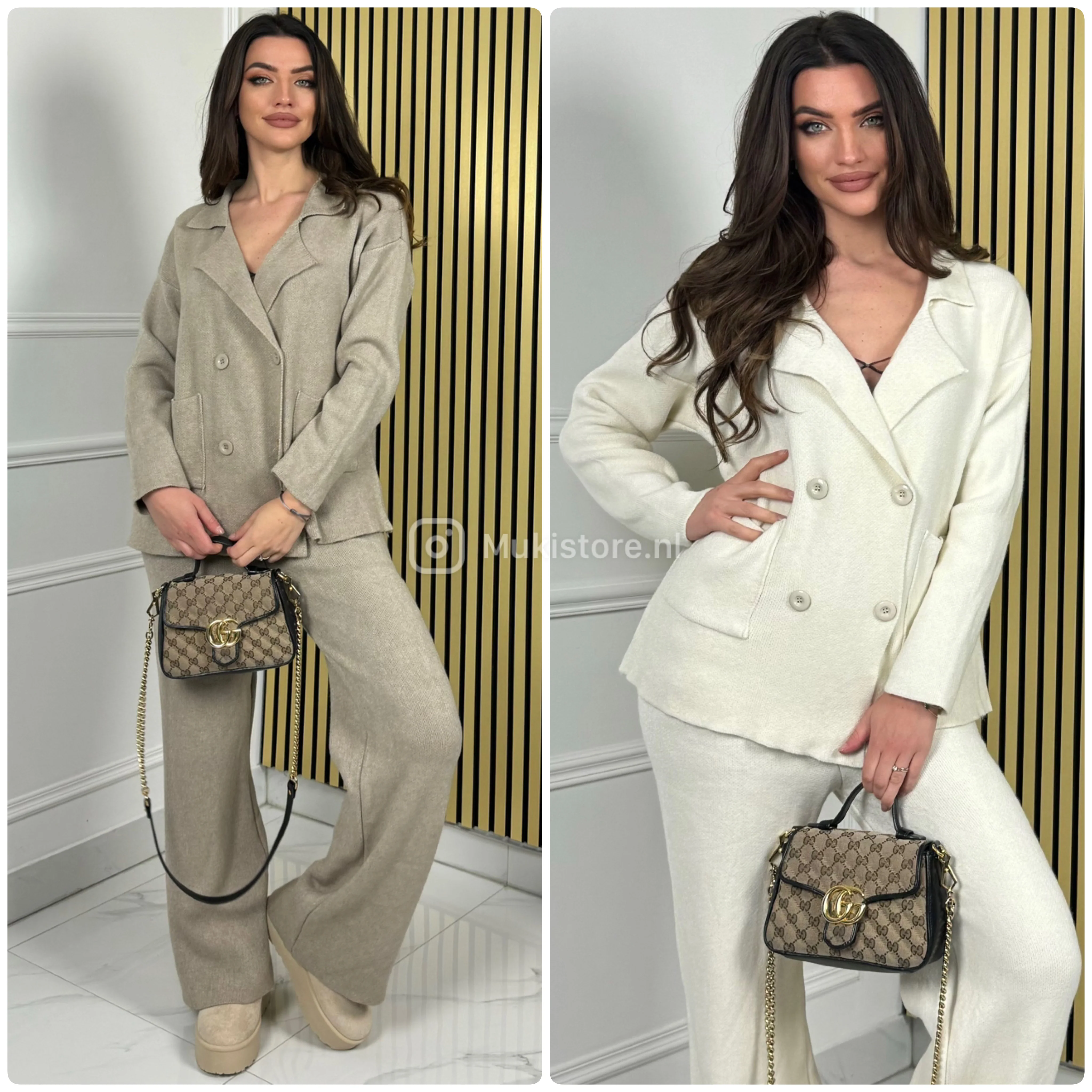 Supreme Heavy Material 4 Button Cardigan Wide Leg Set - Image 4