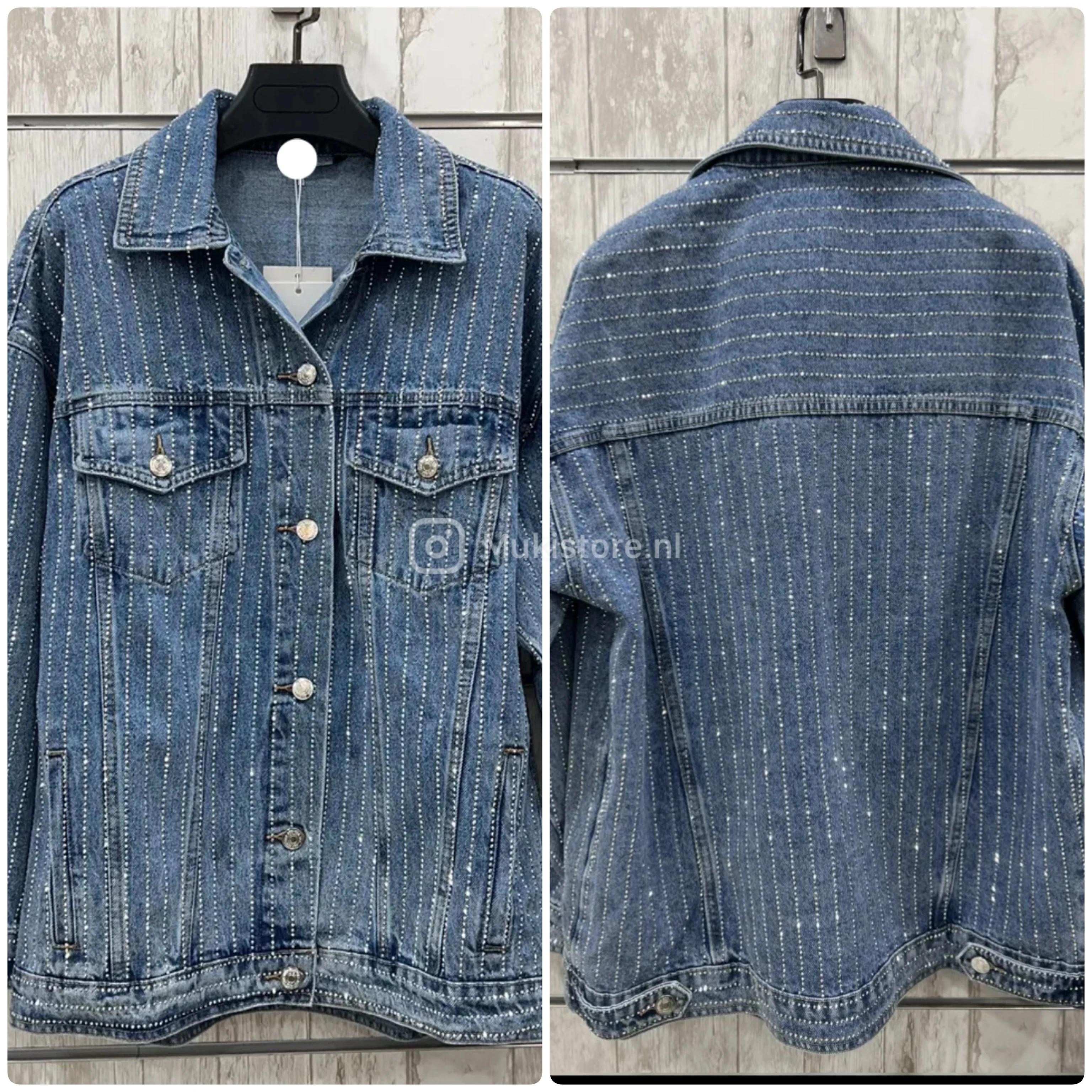 Supreme Quality Denim Jacket Strass Diamonds F106 - Image 8