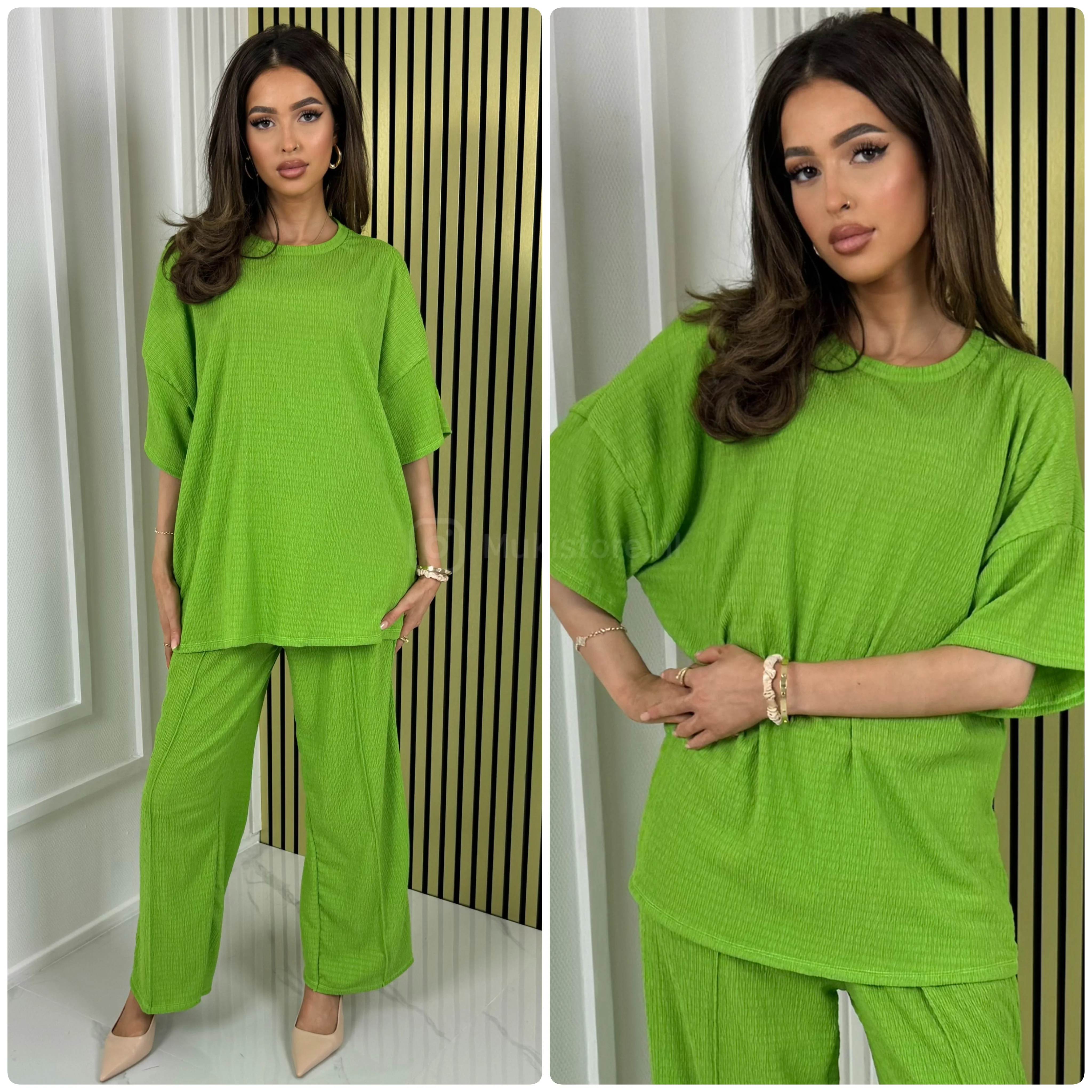 T-shirt Wide Leg Set Cheesecloth - Image 18