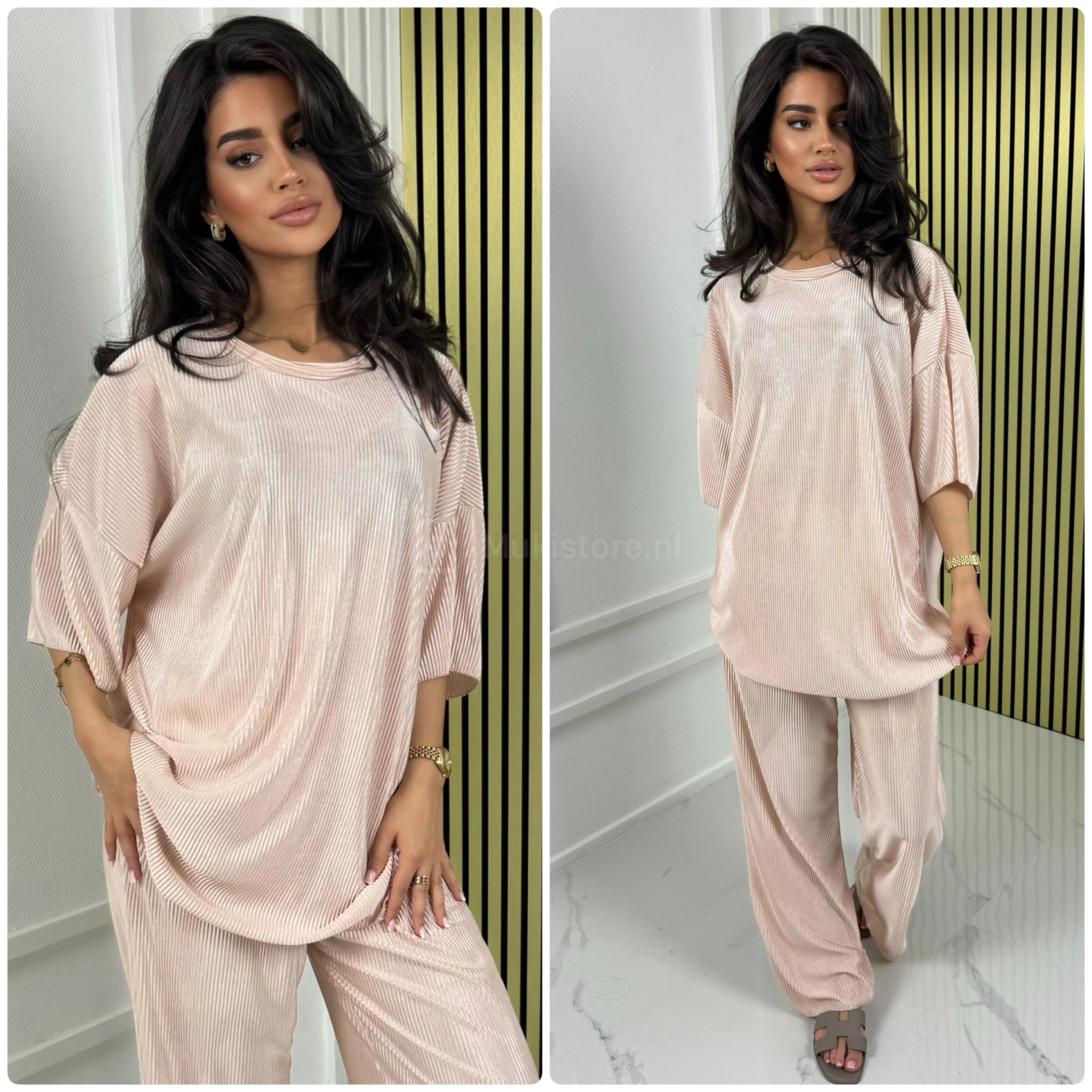 T-shirt Wide Leg Set Shiny Ribbed - Image 20