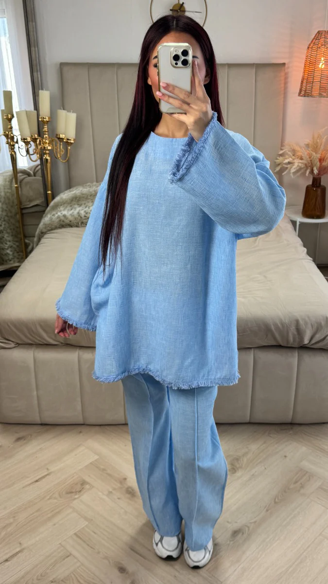 Tassel Linnenlook Oversized Set Mid Stripe Detail - Image 10