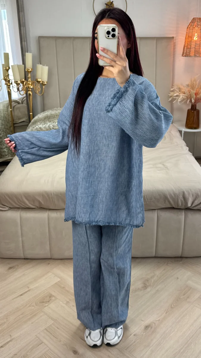 Tassel Linnenlook Oversized Set Mid Stripe Detail - Image 2