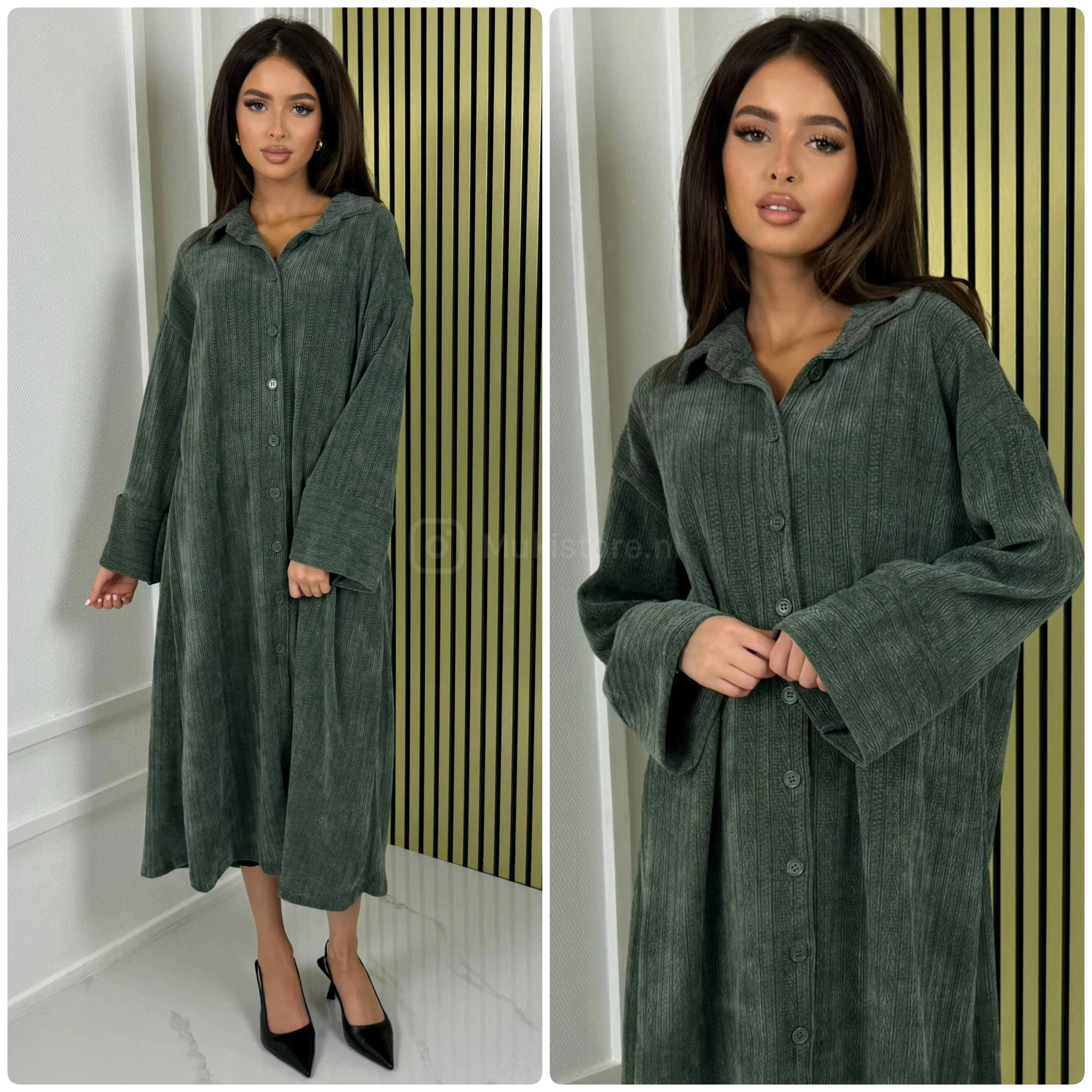 Thick Gloss Design Material Blouse Dress - Image 7