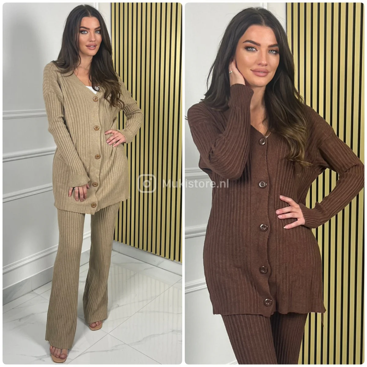 Thick Ribbed 5 Buttons Wide Leg PBT Set - Image 3