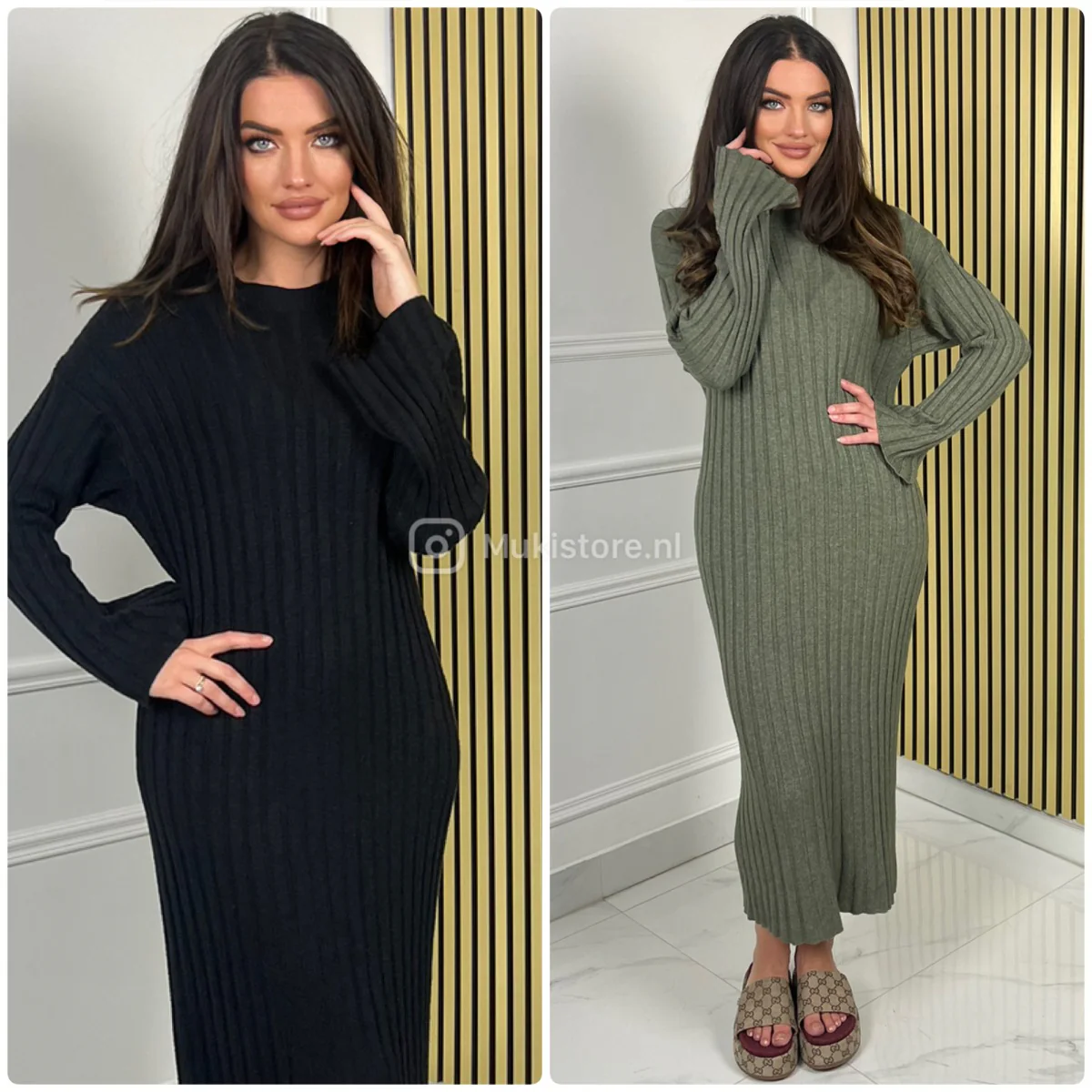 Thick Ribbed Dress Knitwear Pbt Wide Sleeves - Image 2