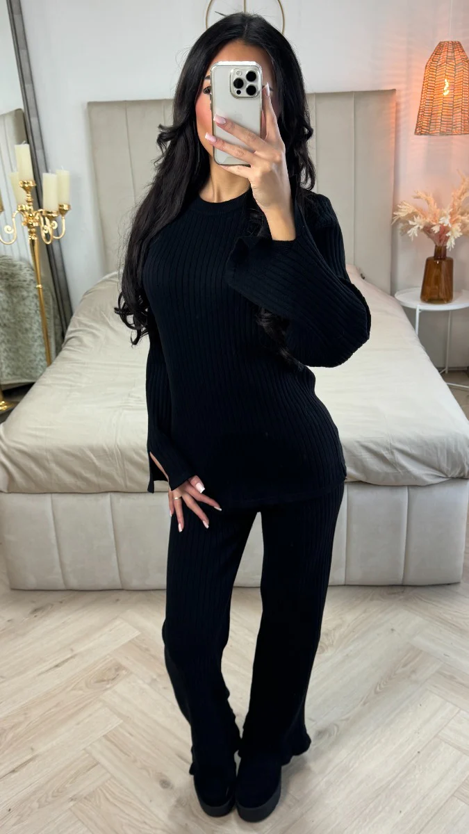 Thick Ribbed Split Sleeve Back Waist Detail Set - Image 9