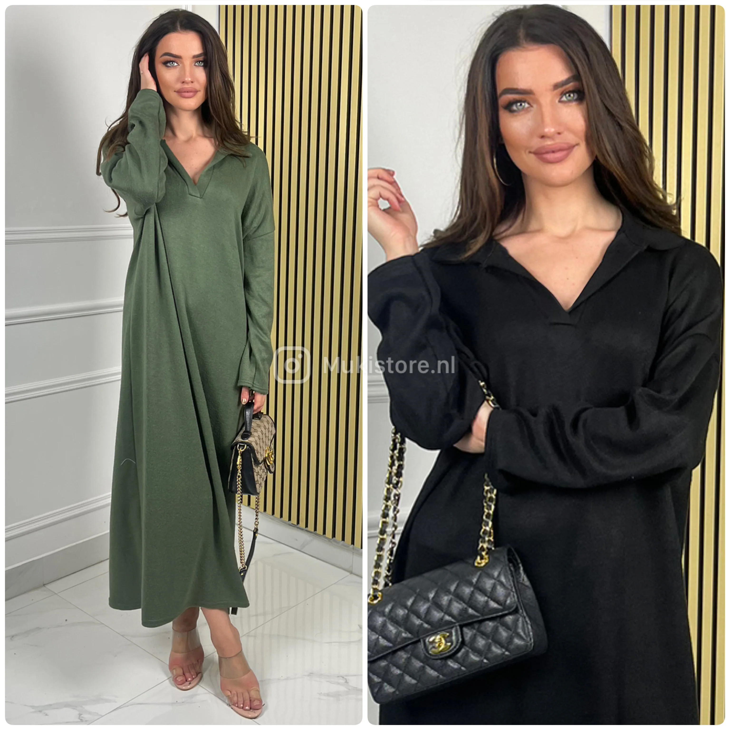 Thick Super Soft V Neck Collar Maxi Dress - Image 11
