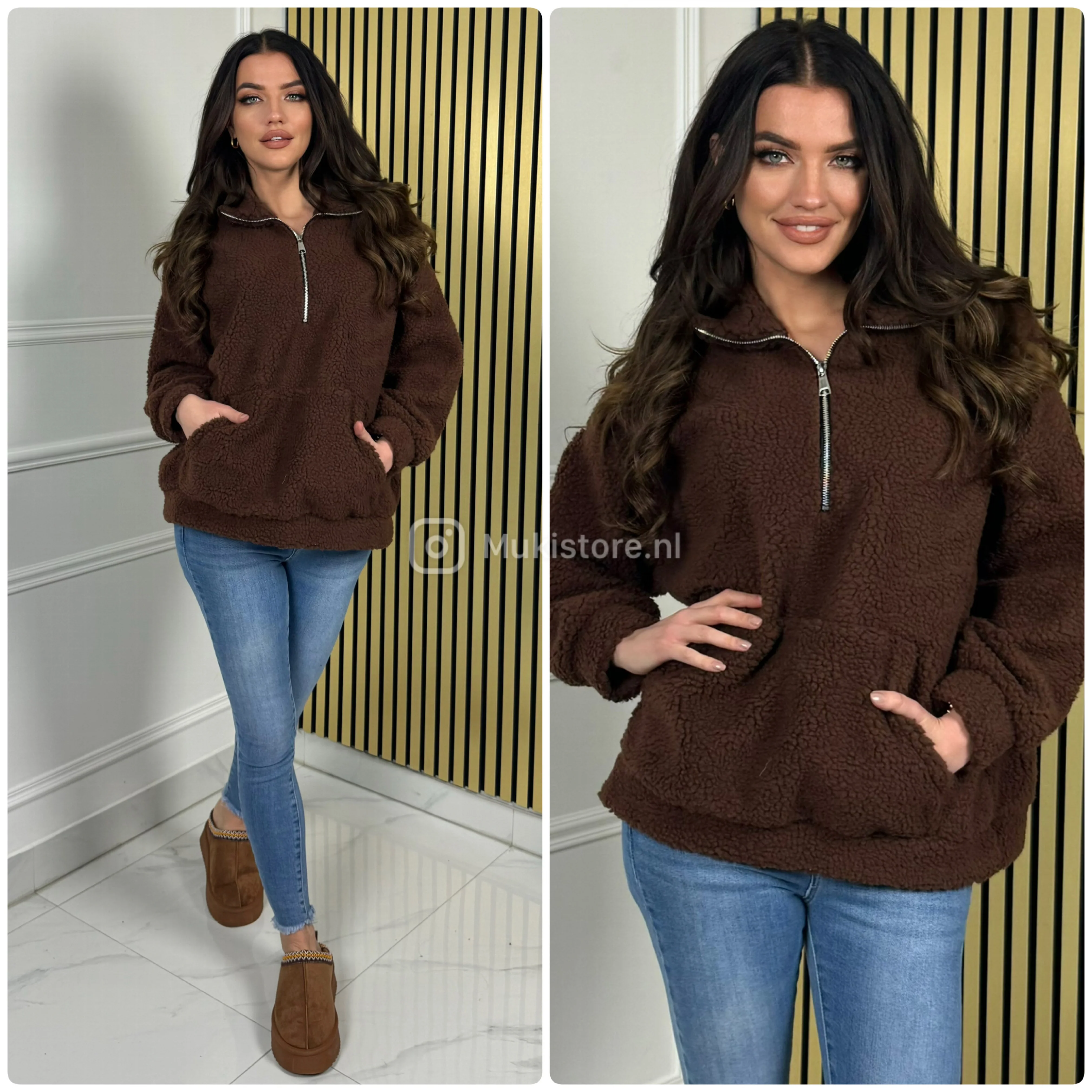 Thick Teddy Zipper Detail Sweater - Image 8