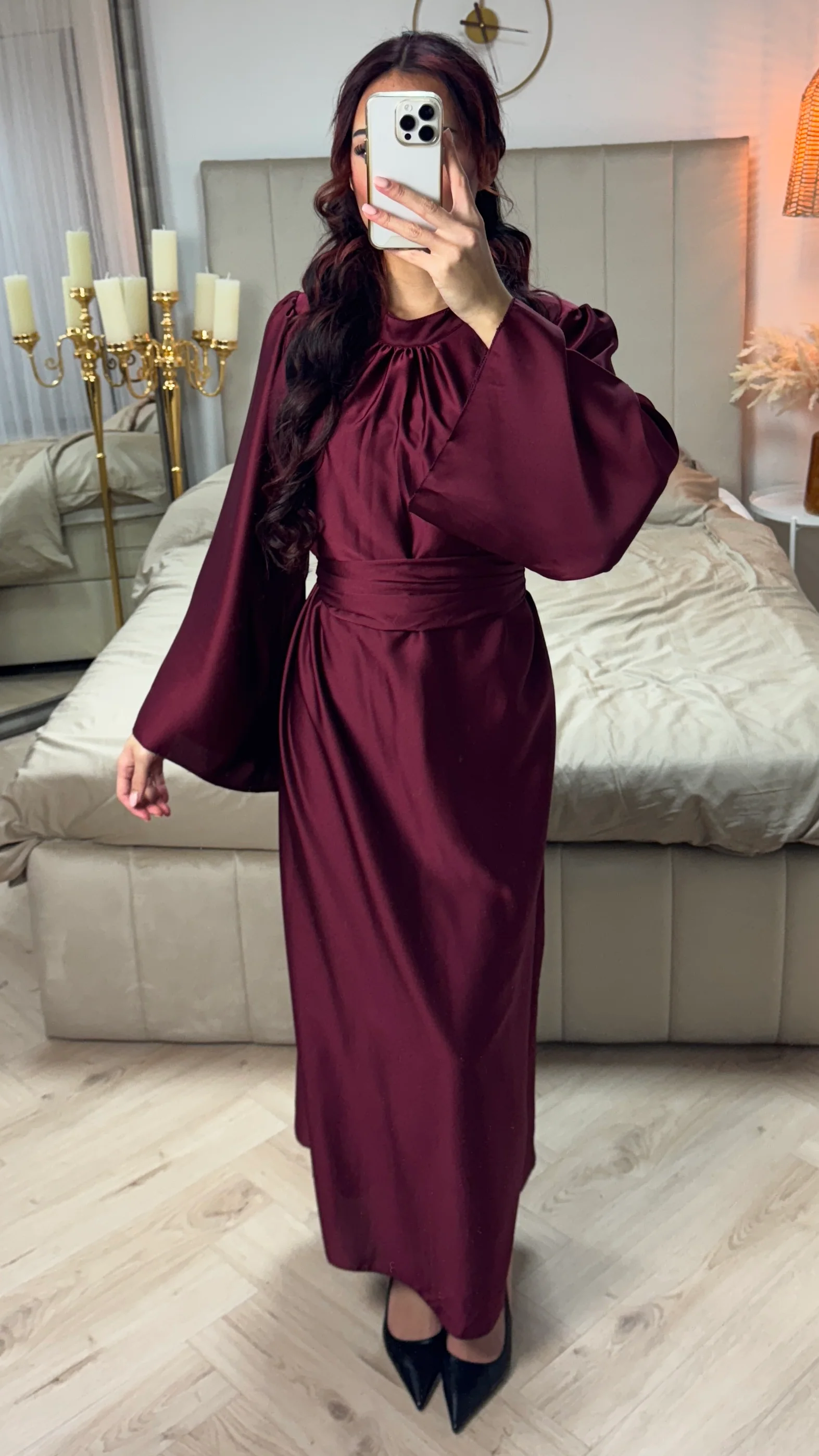 Tie Belt Essential Satin Dress - Image 12