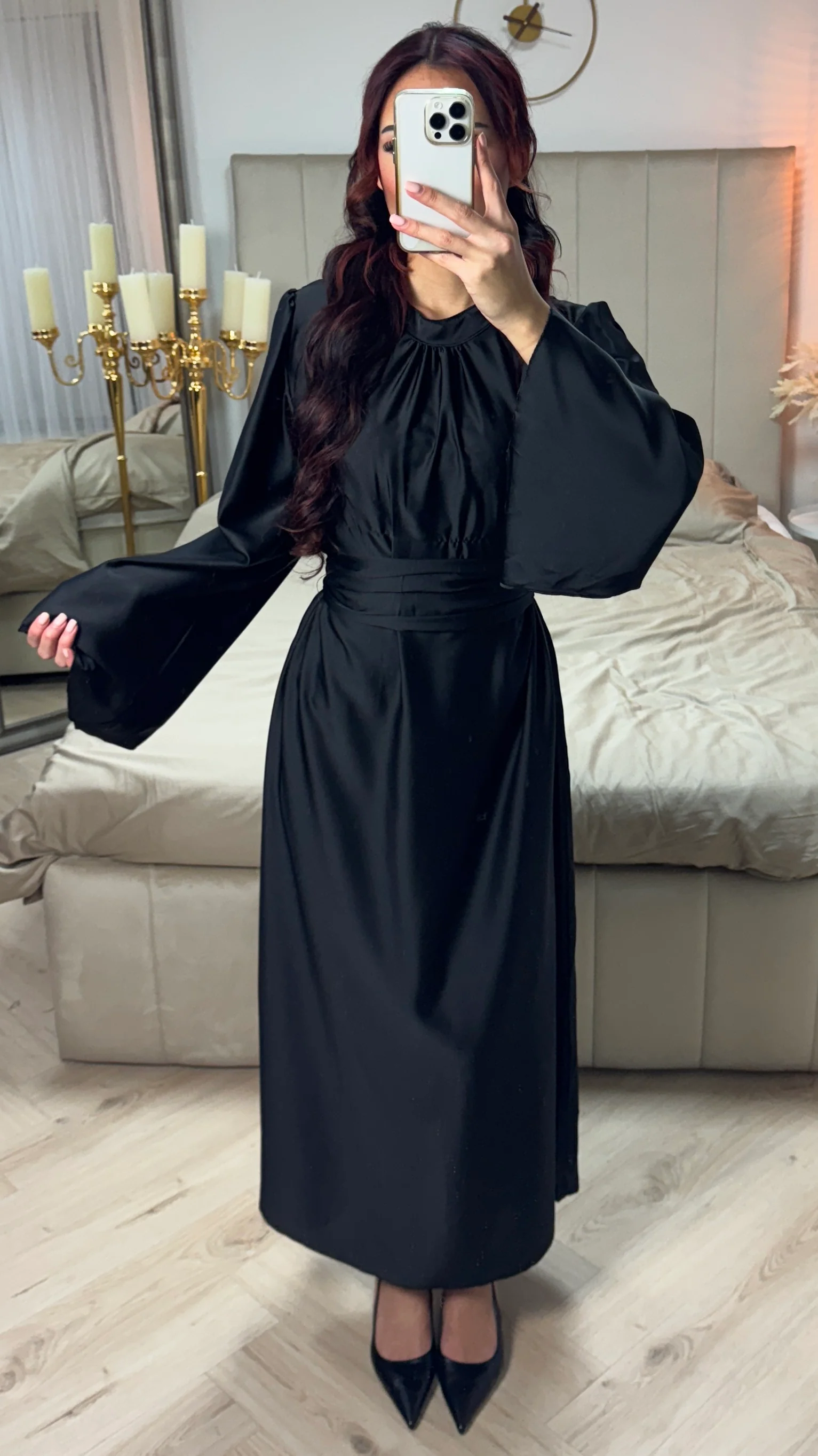 Tie Belt Essential Satin Dress - Image 15