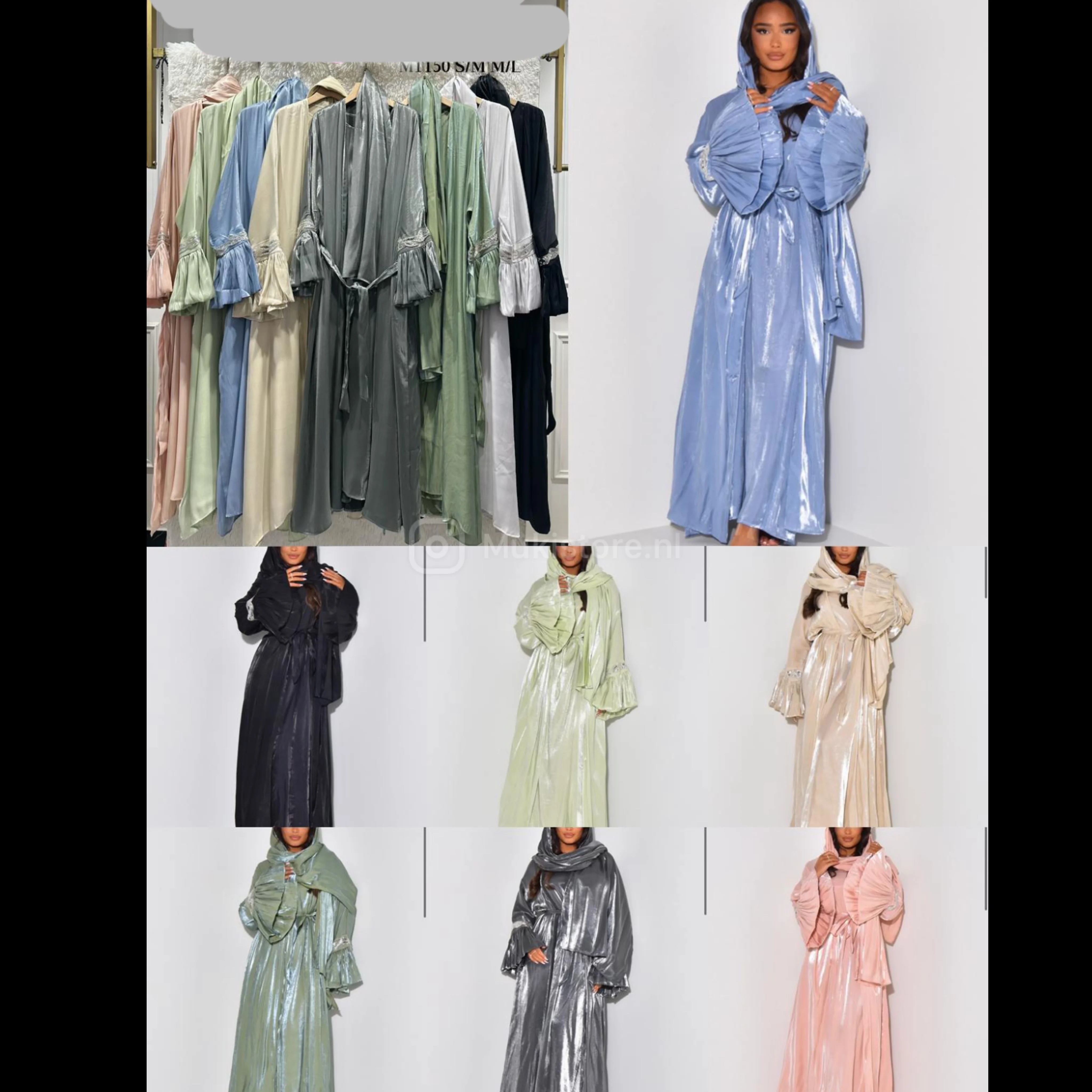 Tie Belt Kimono+ Dress+ Shawl Glitter Sleeve M1150 - Image 11