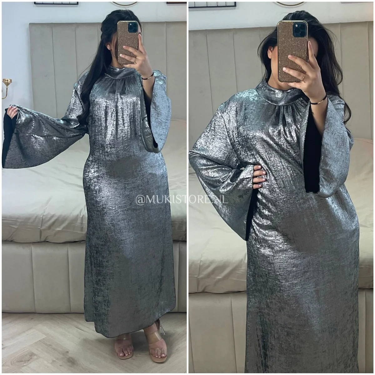 Tie Belt Metallic Dress - Image 10