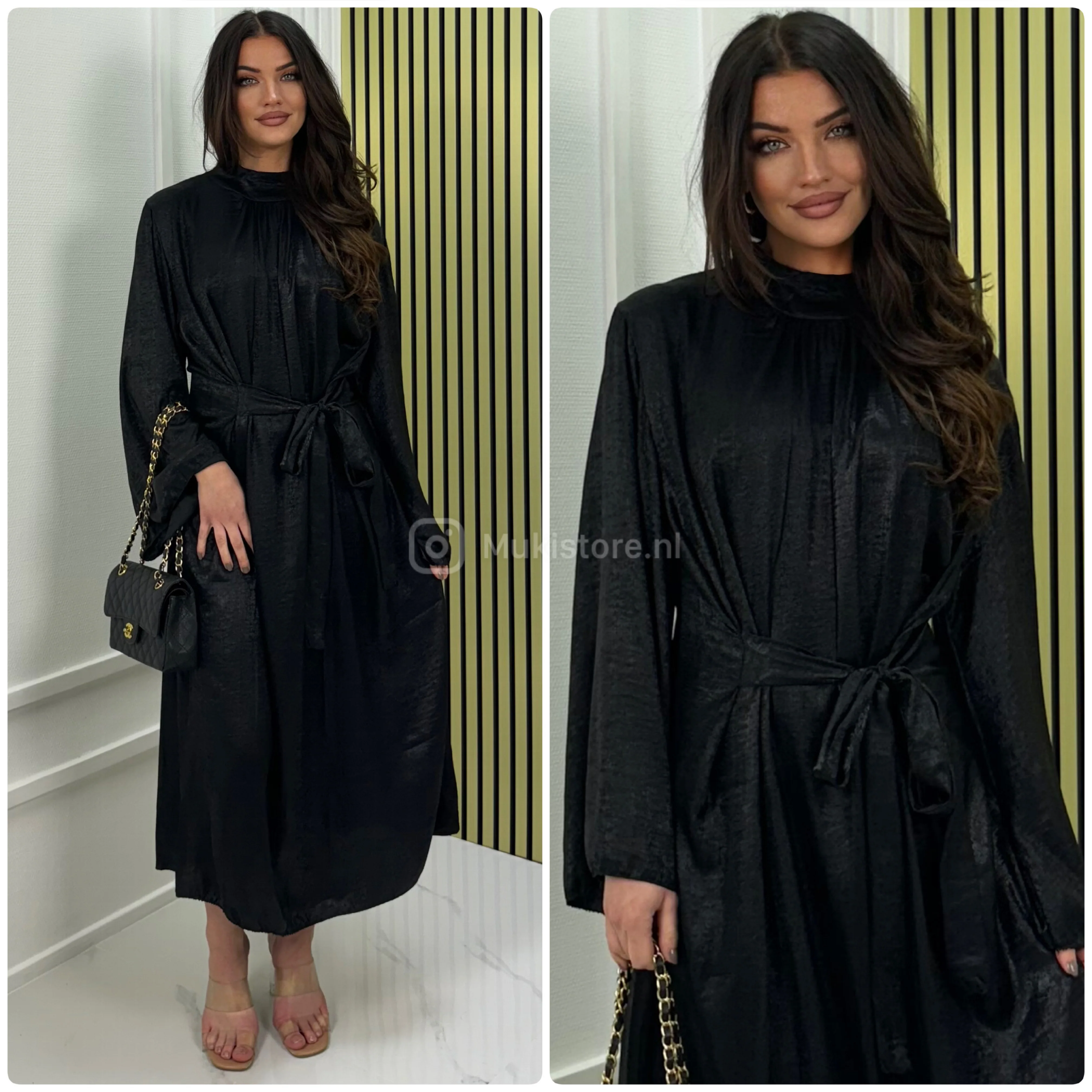 Tie Belt Metallic Dress - Image 13
