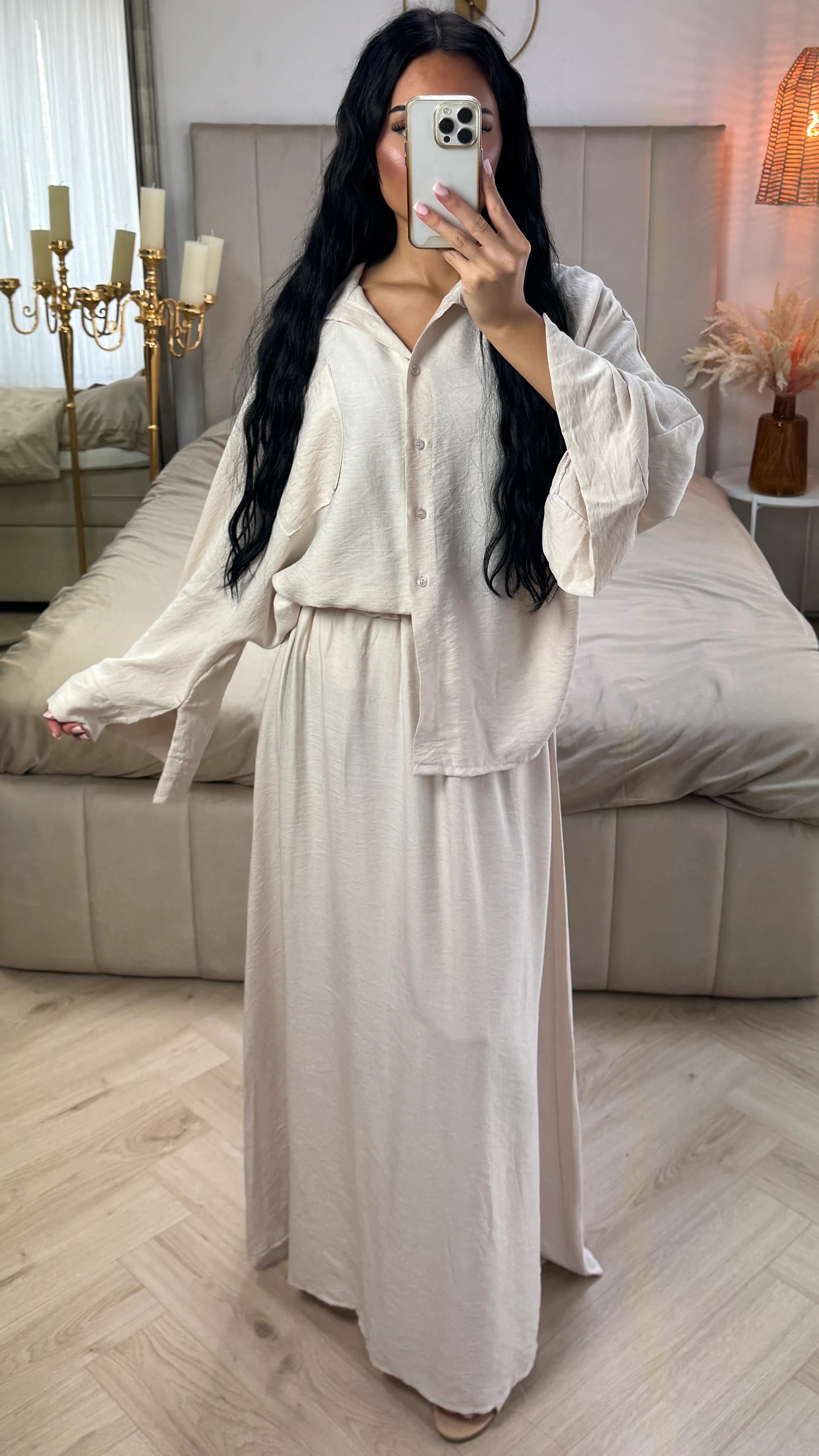 Tweedelige Set met Losvallende Blouse en Maxi Rok – Viscoseblend - Image 10