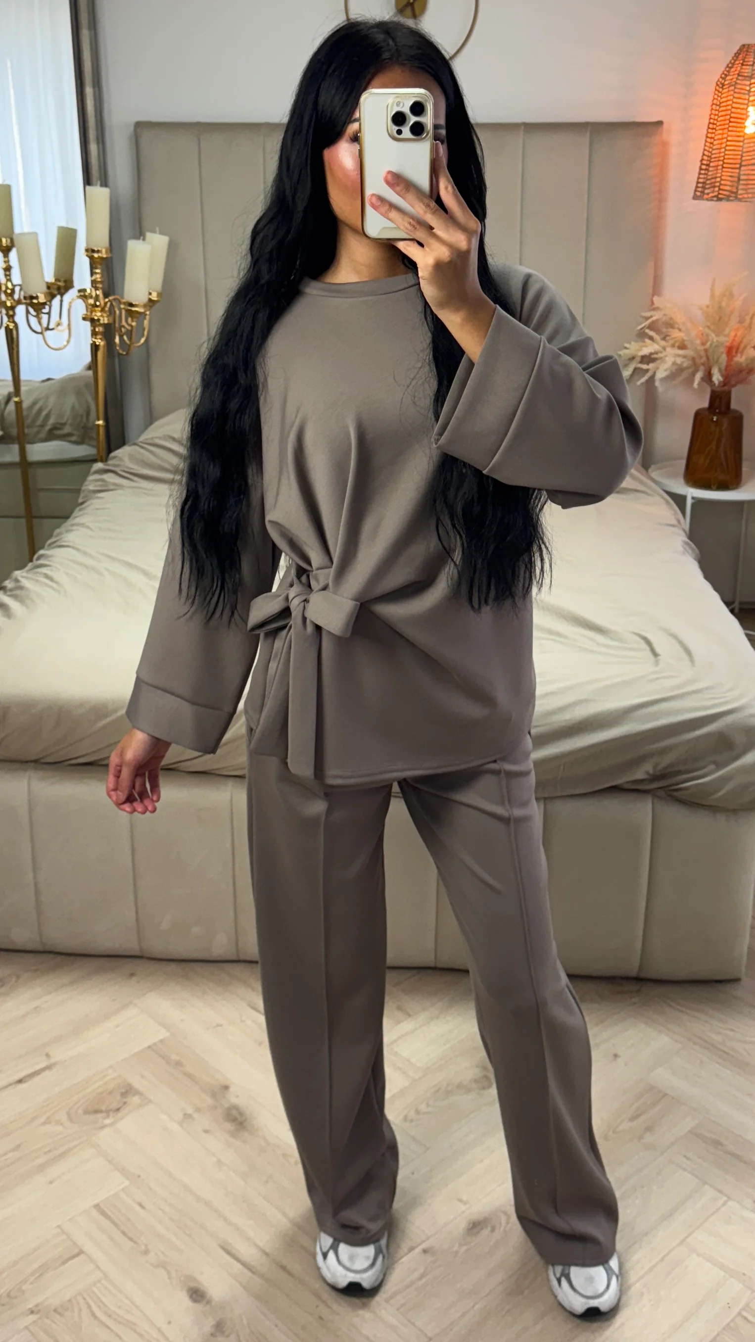 Tweedelige Set met Wide Leg Broek en Strikdetail