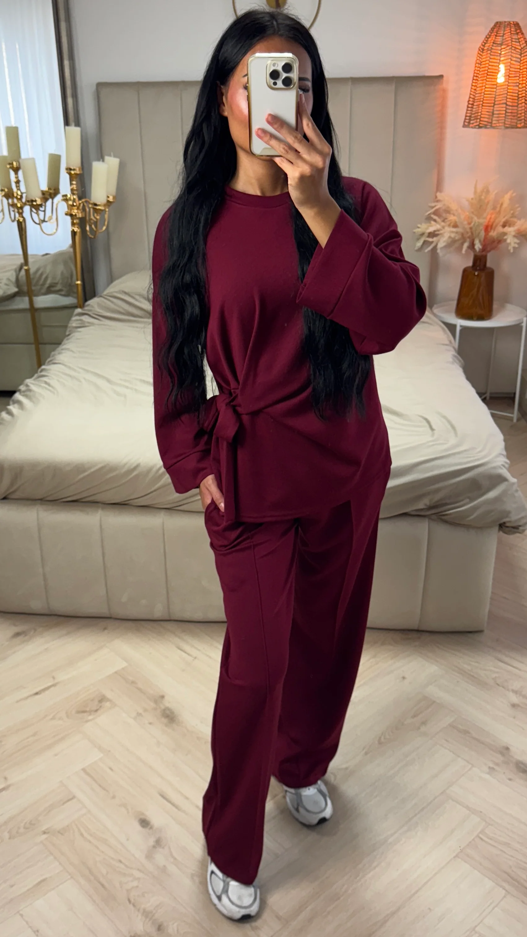 Tweedelige Set met Wide Leg Broek en Strikdetail - Image 2