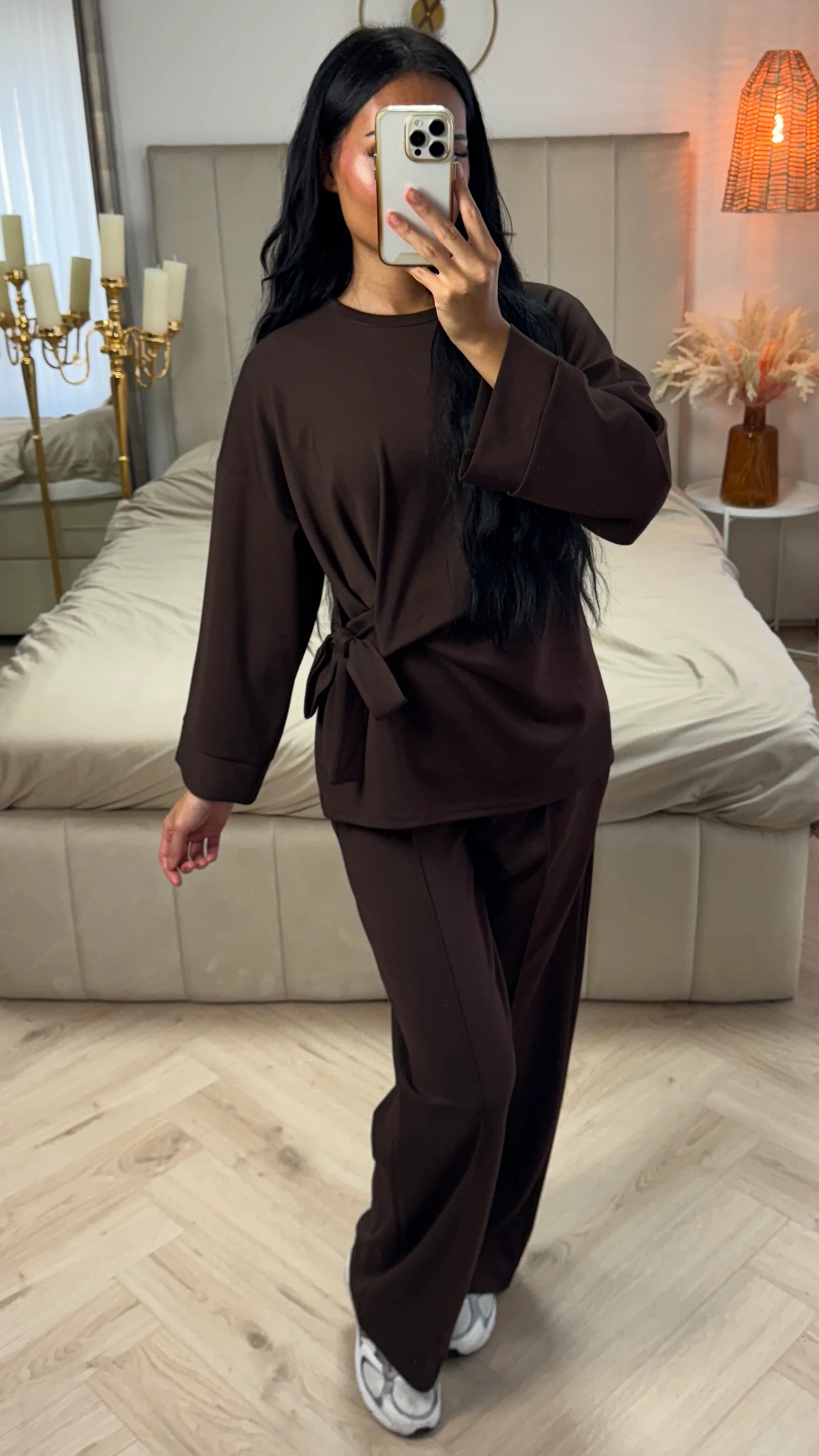 Tweedelige Set met Wide Leg Broek en Strikdetail - Image 3