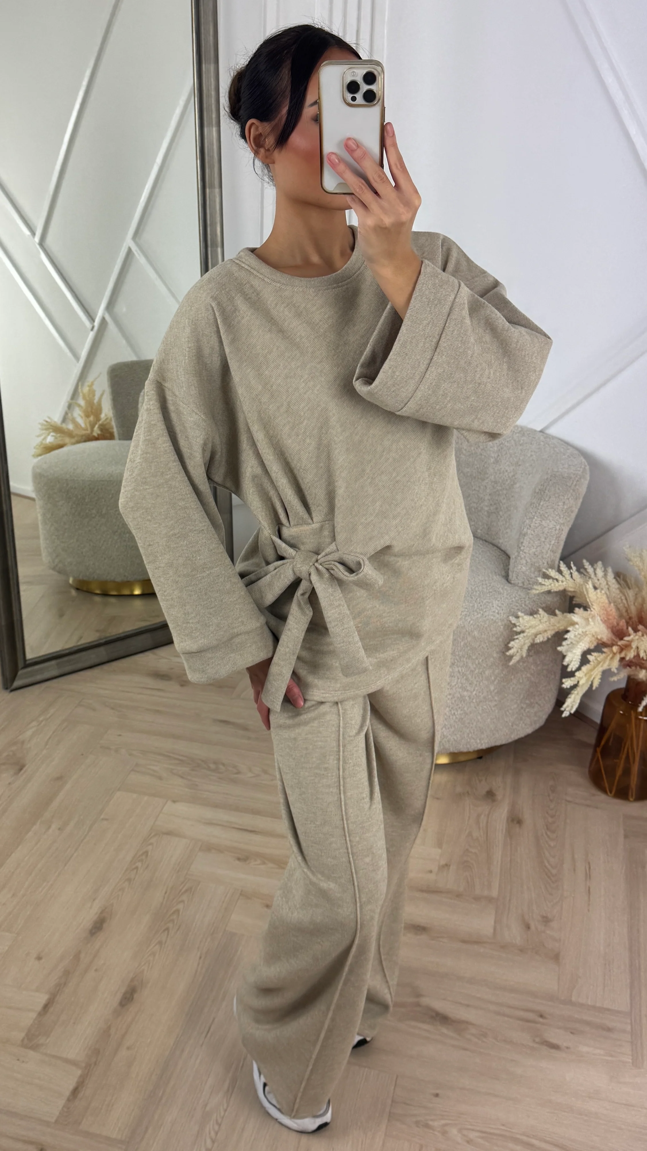 Two-Piece Fleece Soft Sweater Set met Strikdetail - Image 6
