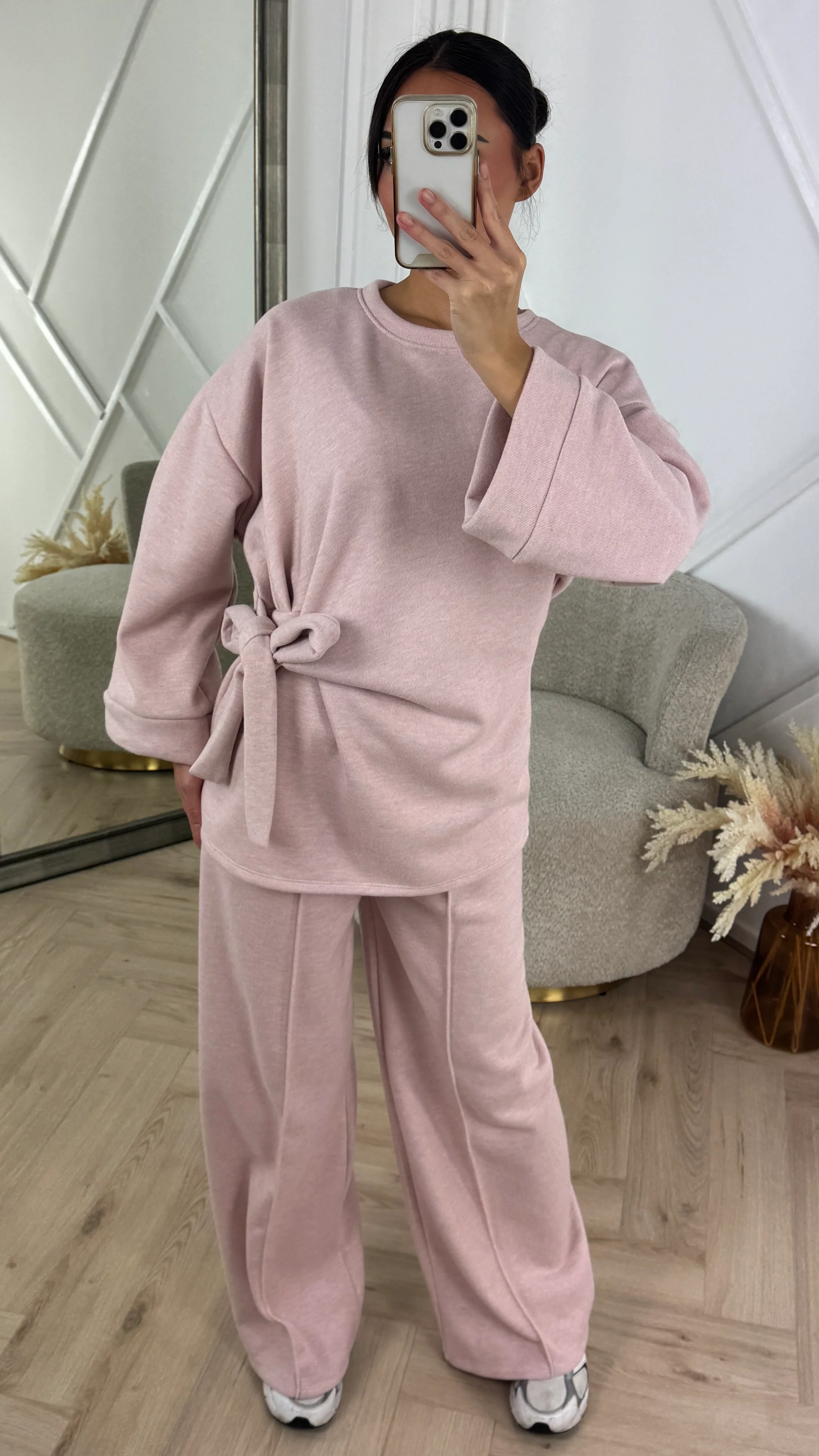 Two-Piece Fleece Soft Sweater Set met Strikdetail - Image 9