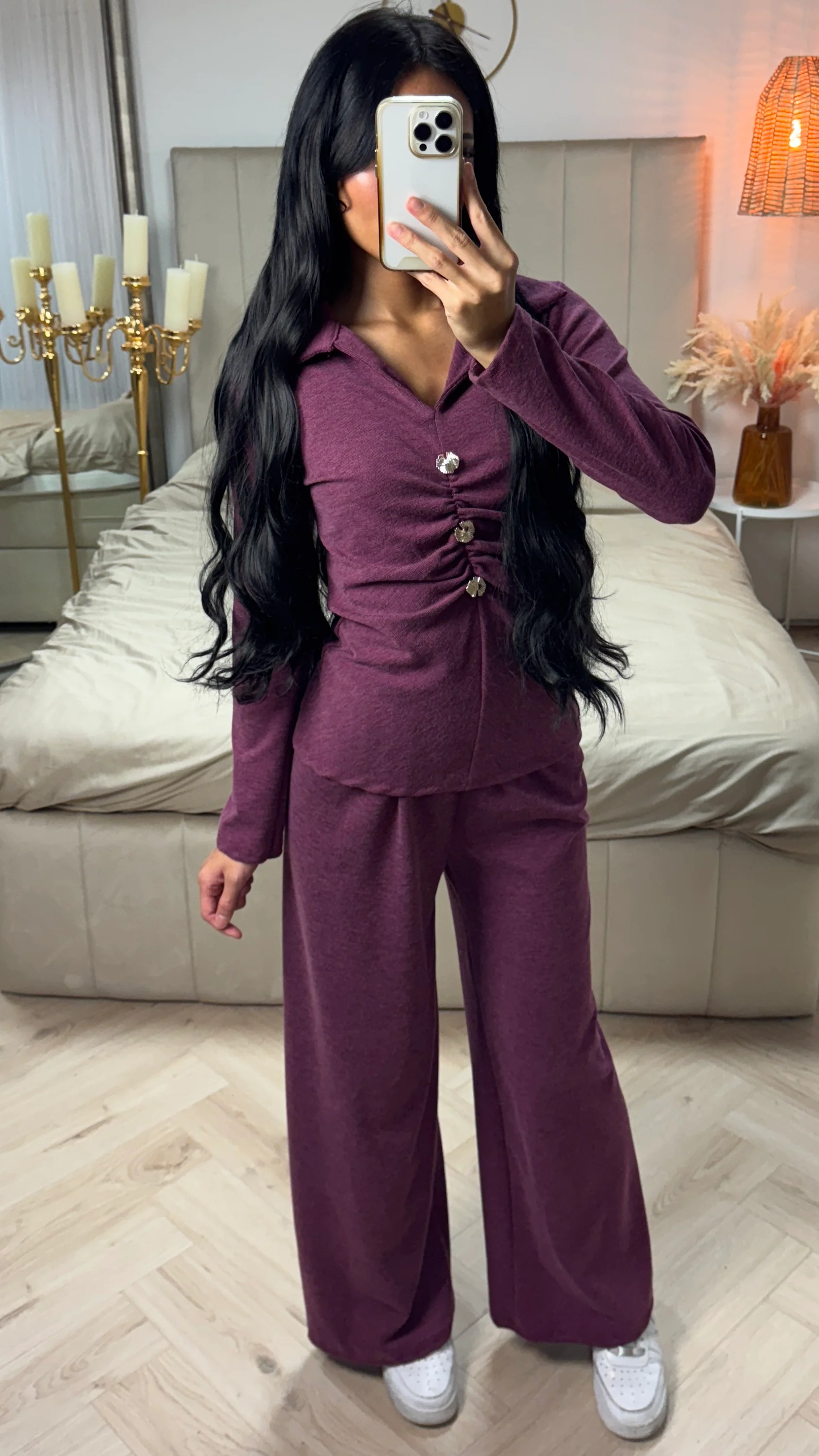 Two-Piece Set met Gerimpelde Top en Wide Leg Broek - Image 6