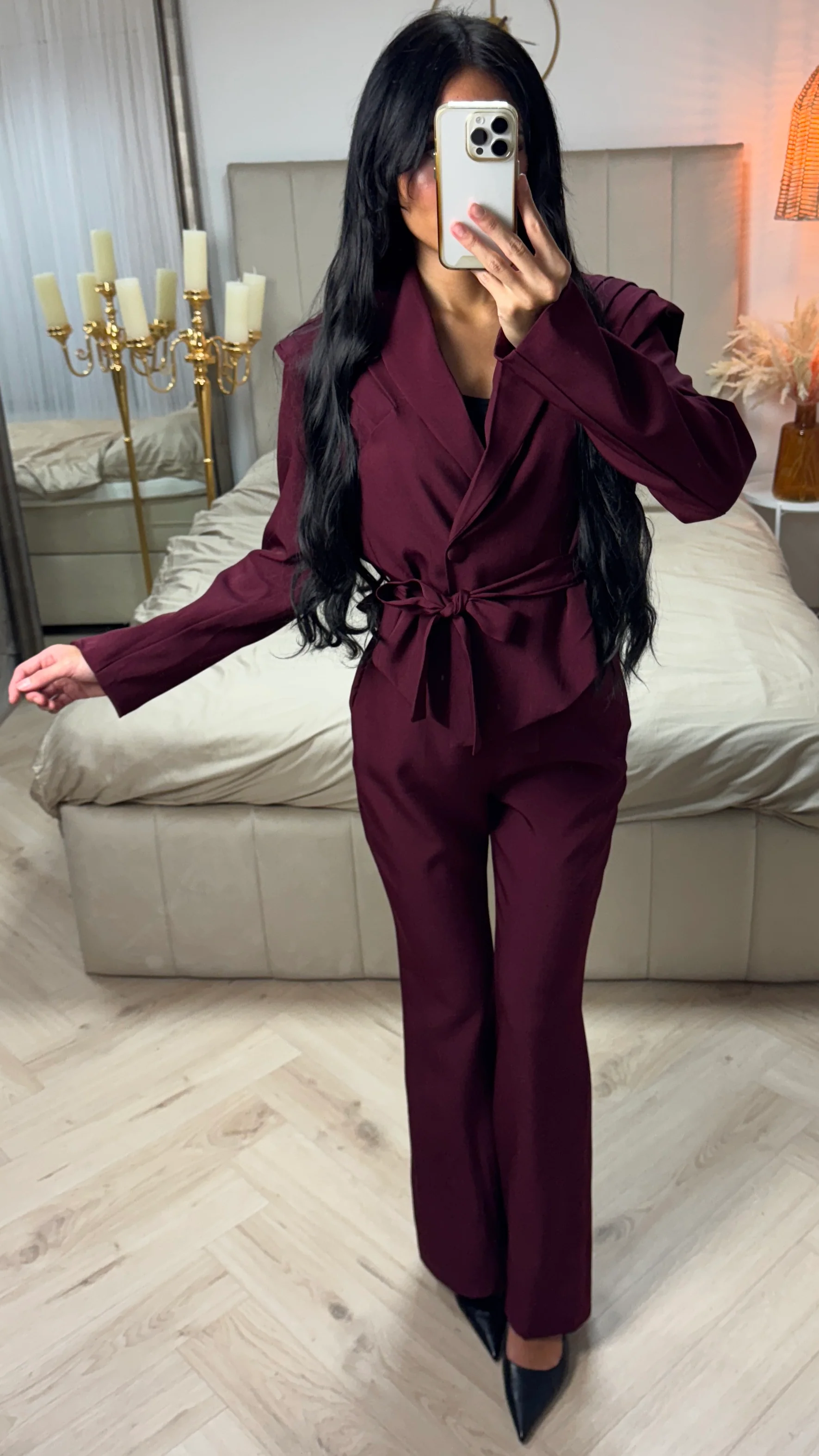 Two-Piece Suit Set met Gevoerde Blazer en Wide Leg Broek - Image 3