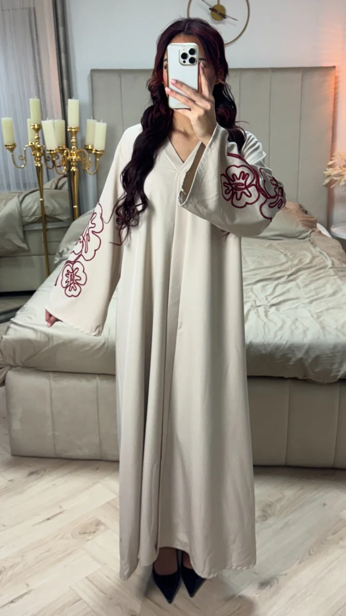 V Neck Dress Embroidery Sleeves - Image 2