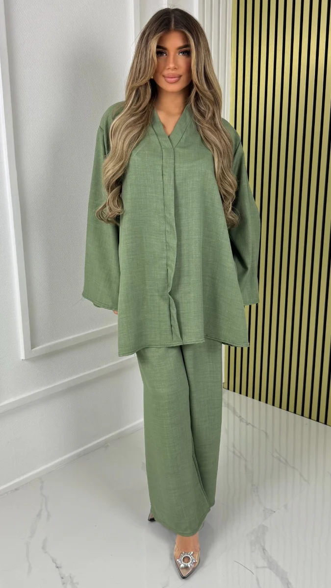 V Neck Essential Oversized Set - Image 3