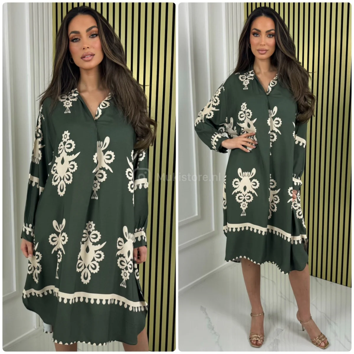 V Neck Print Dress - Image 2