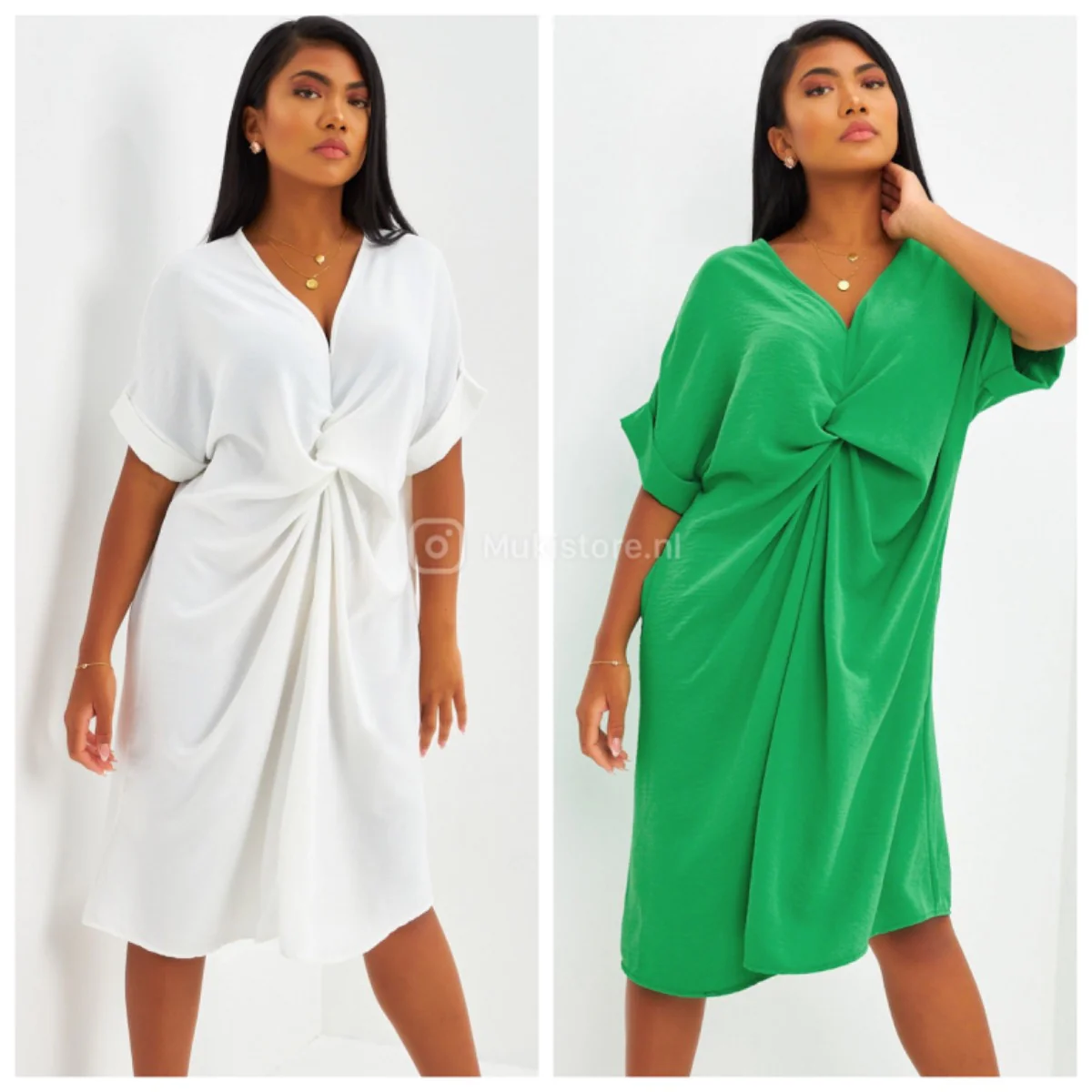 V Neck Wrapped Oversized Dress Mid Split - Image 10