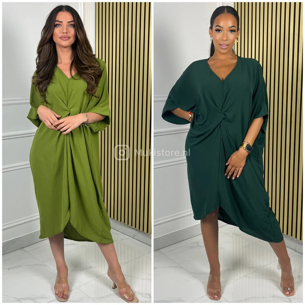 V Neck Wrapped Oversized Dress Mid Split - Image 13