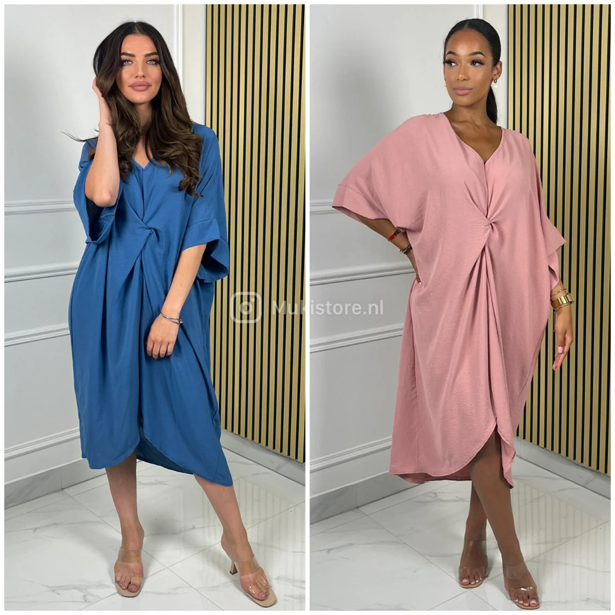 V Neck Wrapped Oversized Dress Mid Split - Image 14