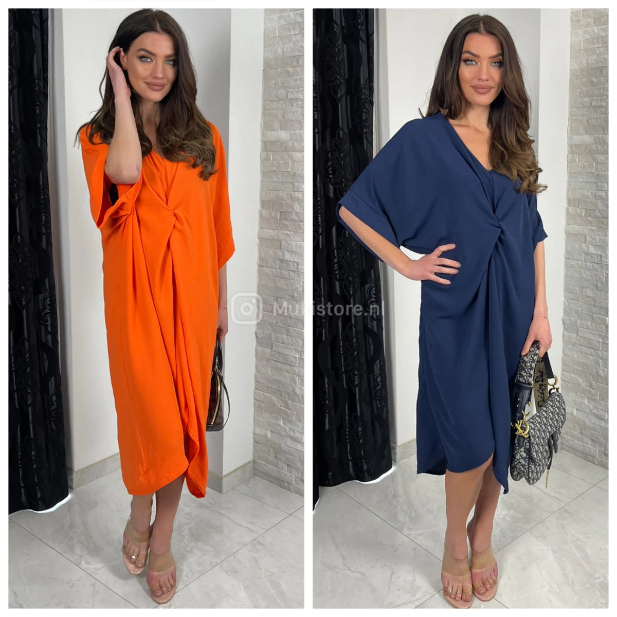 V Neck Wrapped Oversized Dress Mid Split - Image 7